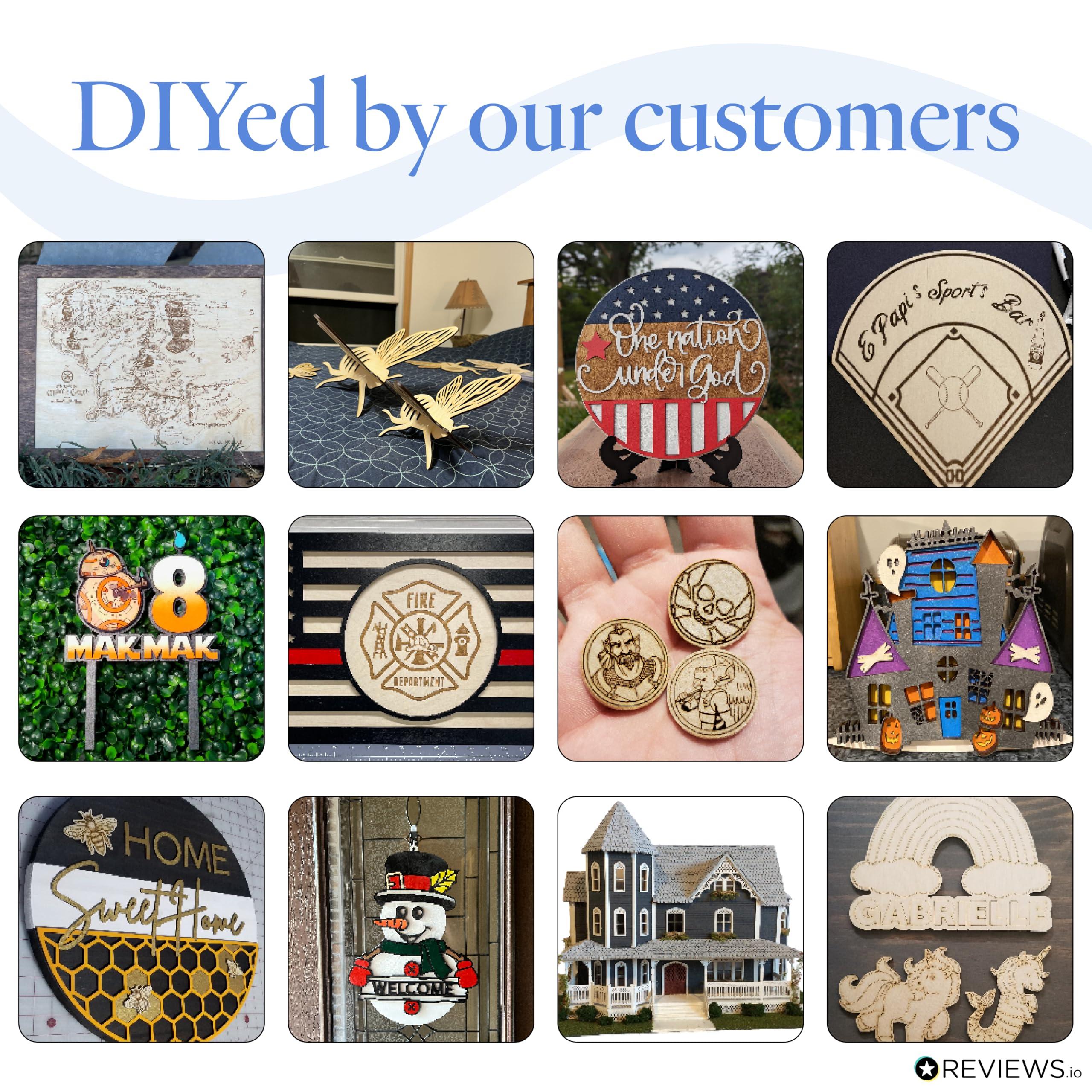 Woodpeckers 3 mm Baltic Birch Plywood 1/8 x 10 x 10 Inch, Box of 8 B/BB Grade Craft Wood, Stronger Than Basswood Sheets, for Laser, CNC Cutting and Wood Burning, by Woodpeckers