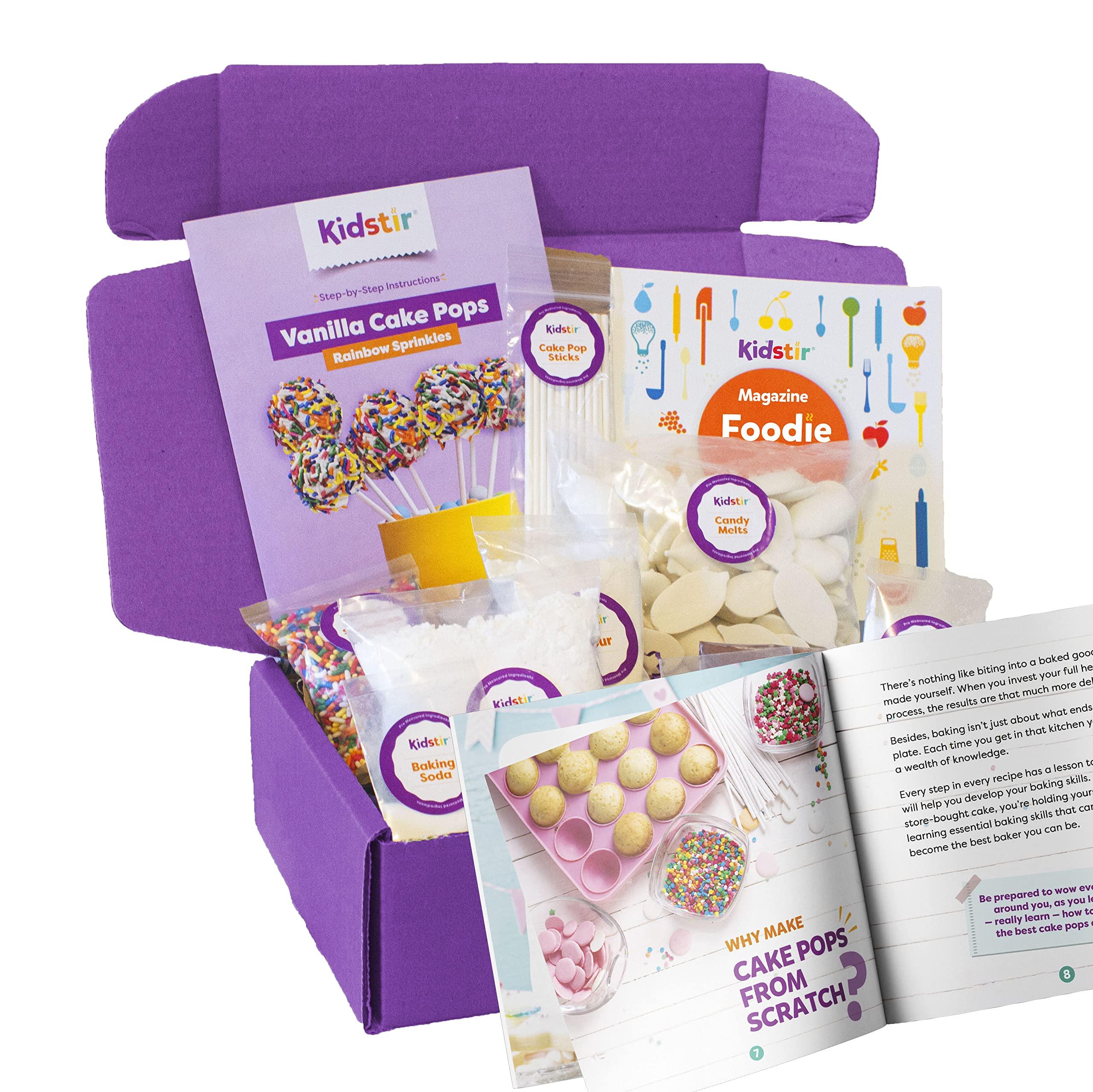 Kidstir KIDSTIR Kids Baking Set DIY Baking Kits, Cake Pop Kit with Everything, All-in-One Baking Kit with Cake Pop Stand, Pre-Measured Ingredients, Best Gift Idea for Boys and Girls Ages 6-12. Vanilla