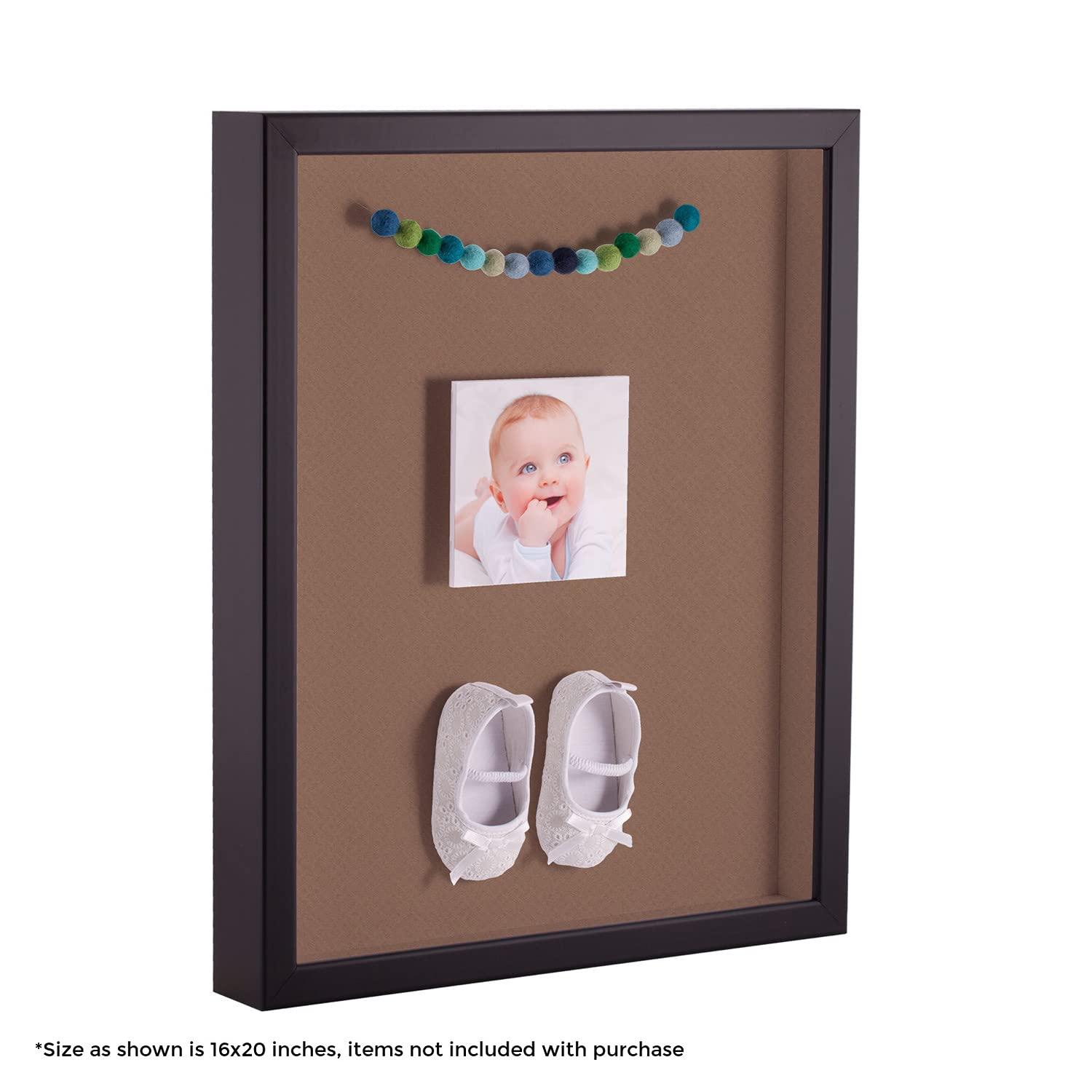 ArtToFrames ArtToFrames 24 x 24 Inch Shadow Box Picture Frame, with a Satin Black 1\'\' Shadowbox Frame and Sandpiper Mat