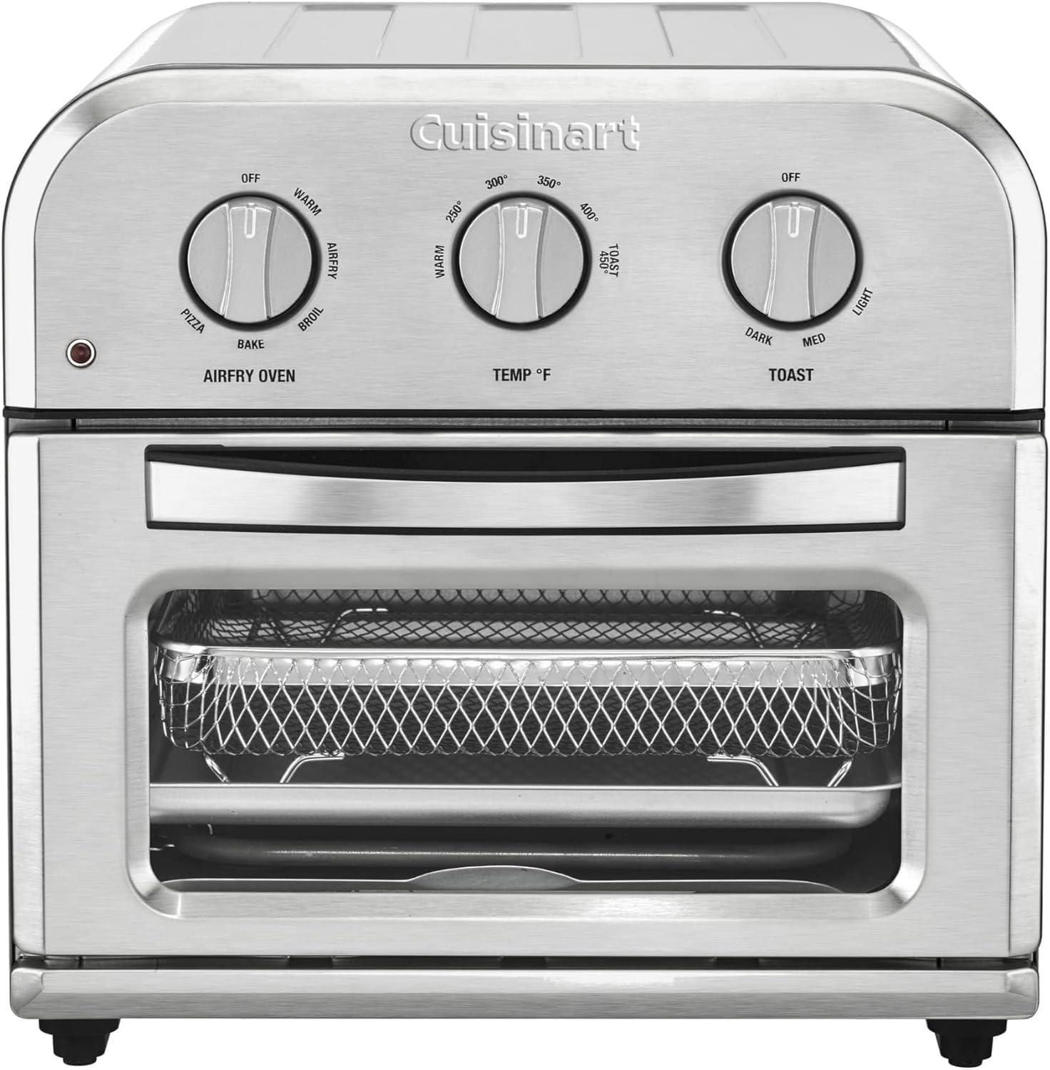Cuisinart Cuisinart TOA-26 Compact Airfryer Toaster Oven, 1800-Watt Motor with 6-in-1 Functions and Wide Temperature Range, Air Fryer, Stainless Steel