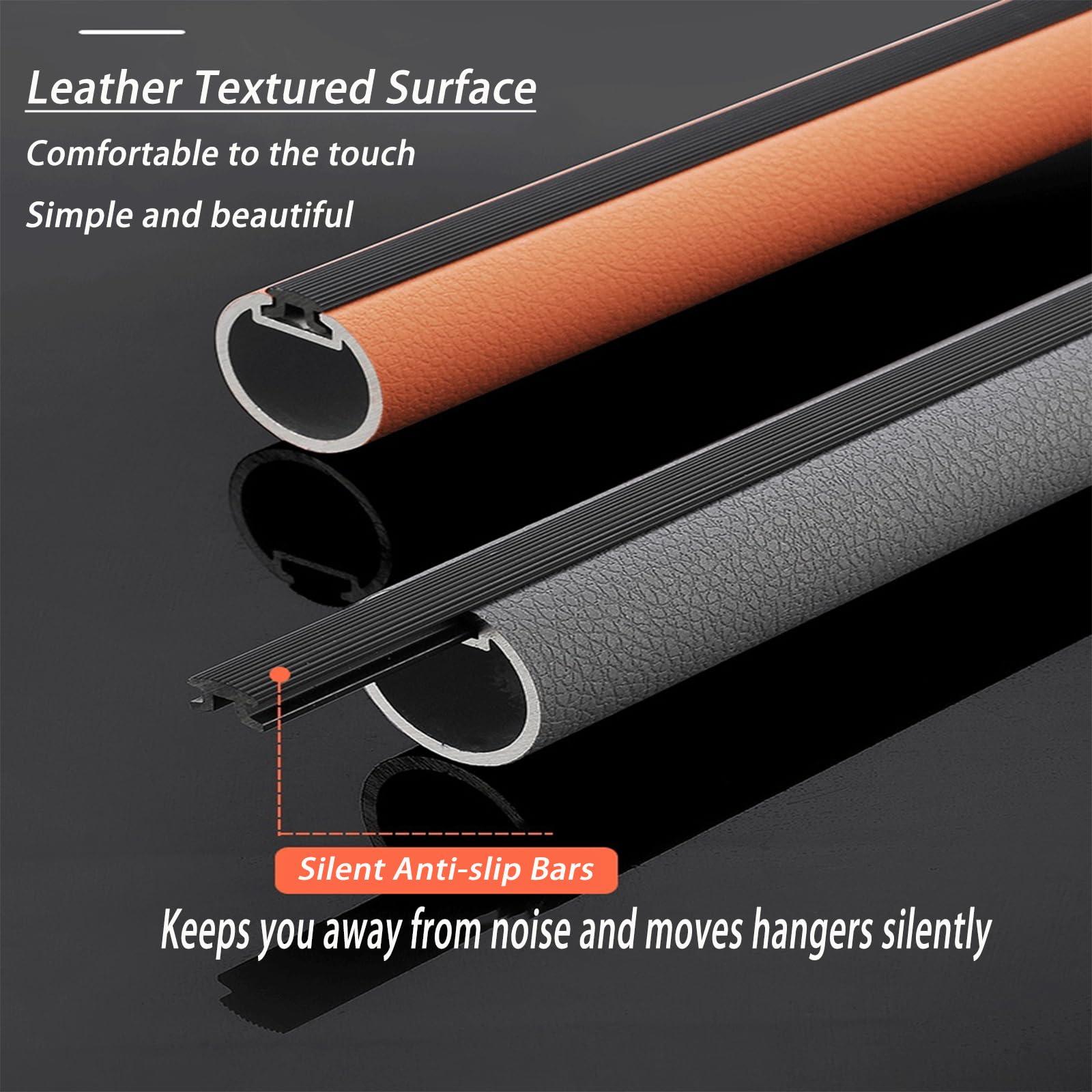 PIFUTER Round Closet Hanging Rod, Laundry Room Clothing Store Home Hotel Hanging Clothes Bar - 20-63in Custom Size, heavy duty Aluminum Wardrobe pole, with End Sockets & Screws (Grey,L:42in)