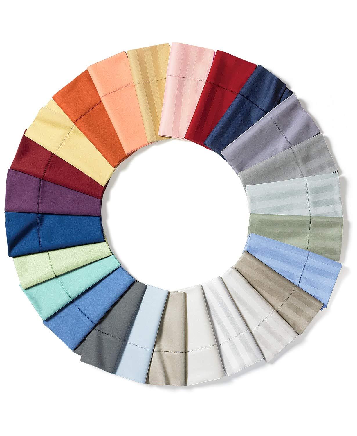 Shreem Linen 7 Piece Split King Sheets - Bed Sheets Split King Size Bed Sheet Set Split King Size - 7 PC Cotton Sheets - 16\" Deep Pocket Sheets 100% Cotton Bedding Sets Stripe (Split King, Light Grey)