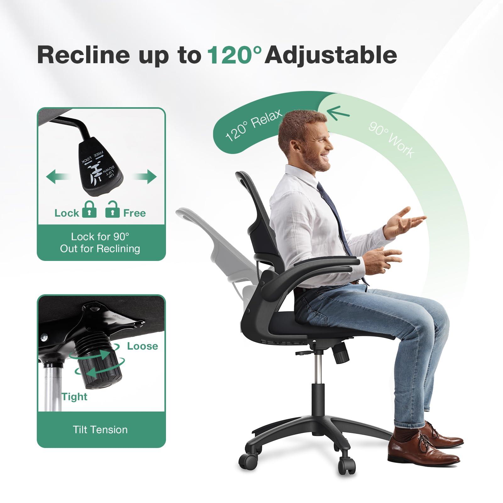 Novilla Novilla Ergonomic Office Chair, Desk Chair Breathable Mesh Office Chair, High Back Mesh Gaming Chair with Flip-up Armrests, Office Chair Ergonomic Desk Chair, Black