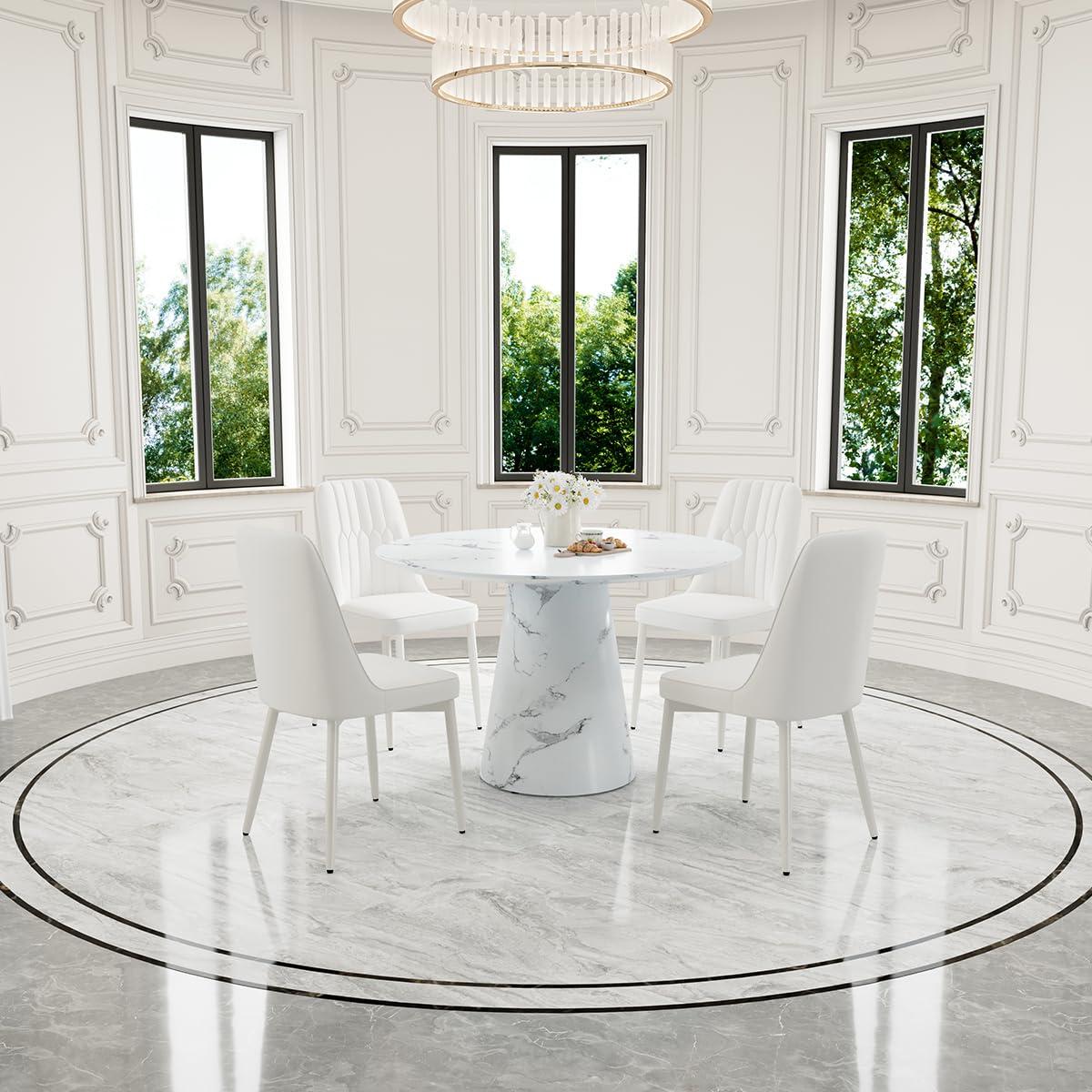 BAOPIN BAOPIN 45\'\' Round Dining Table Set for 4, Small Dining Table Set for 4, Dining Room Table Set for 4, Dining Room Table Round for 4, Round Dining Table Set for Home