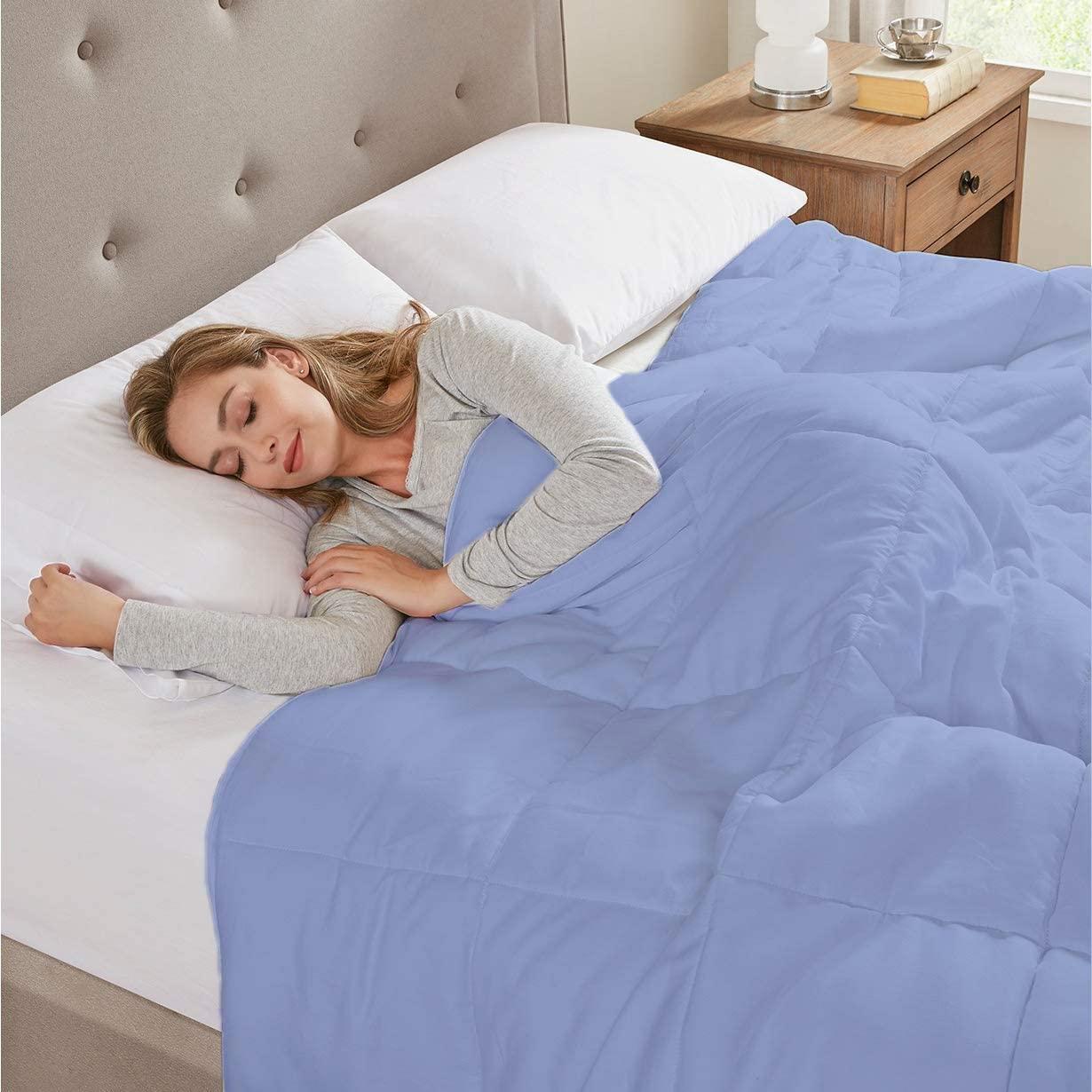 The OutNeT The OutNeT All Season Hypoallergenic Luxurious Down Alternative Cotton Comforter, Ultra-Soft 750 Fill-Power Super King Size Measure 110\" x 96\", Ligth Blue