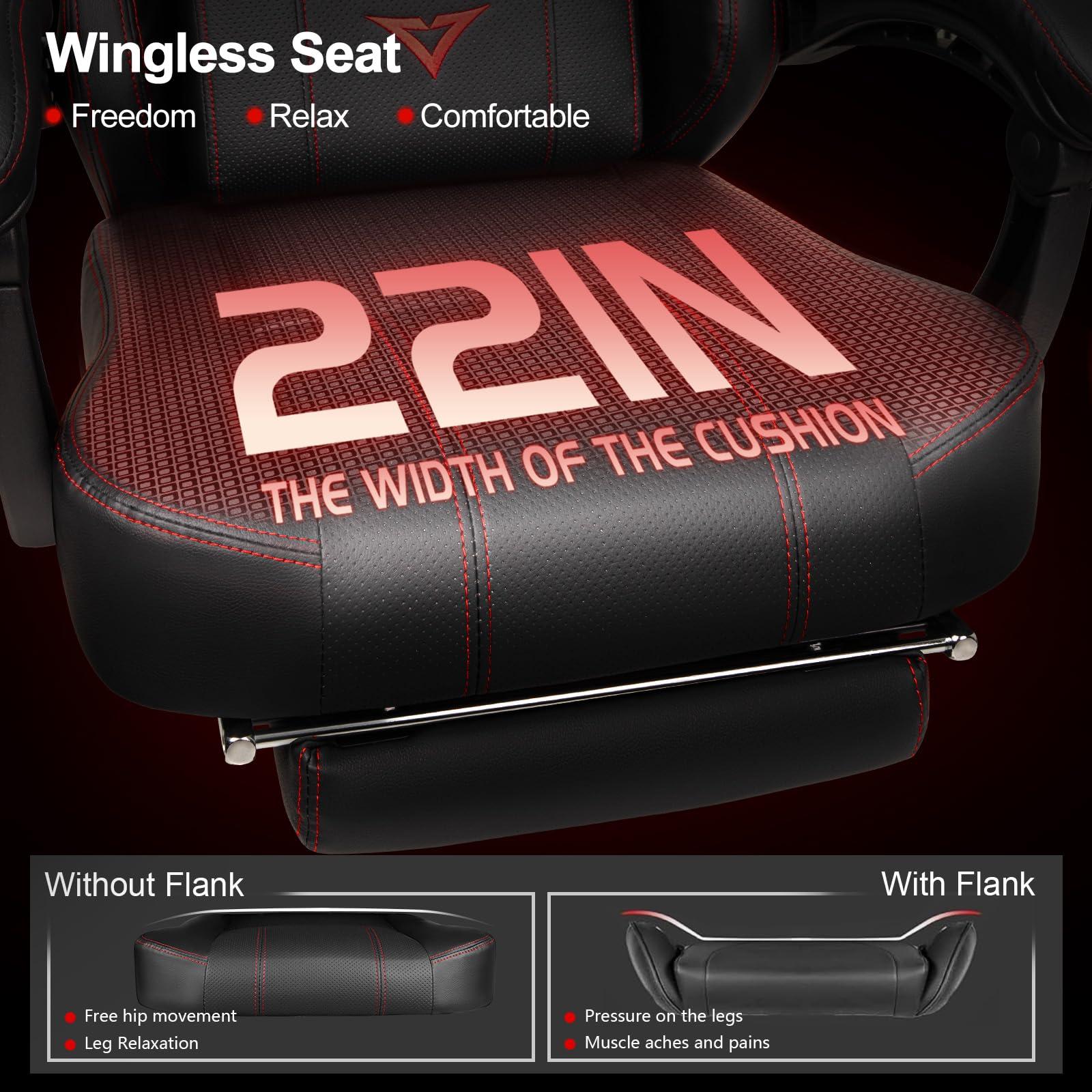 VITESSE VITESSE Big and Tall Gaming Chair 400lb Weight Capacity with Footrest, Ergonomic Video Game Chair for Adults with Oversized Headrest and Lumbar Pillow, Computer Chair Gaming for Office (Black+Red)