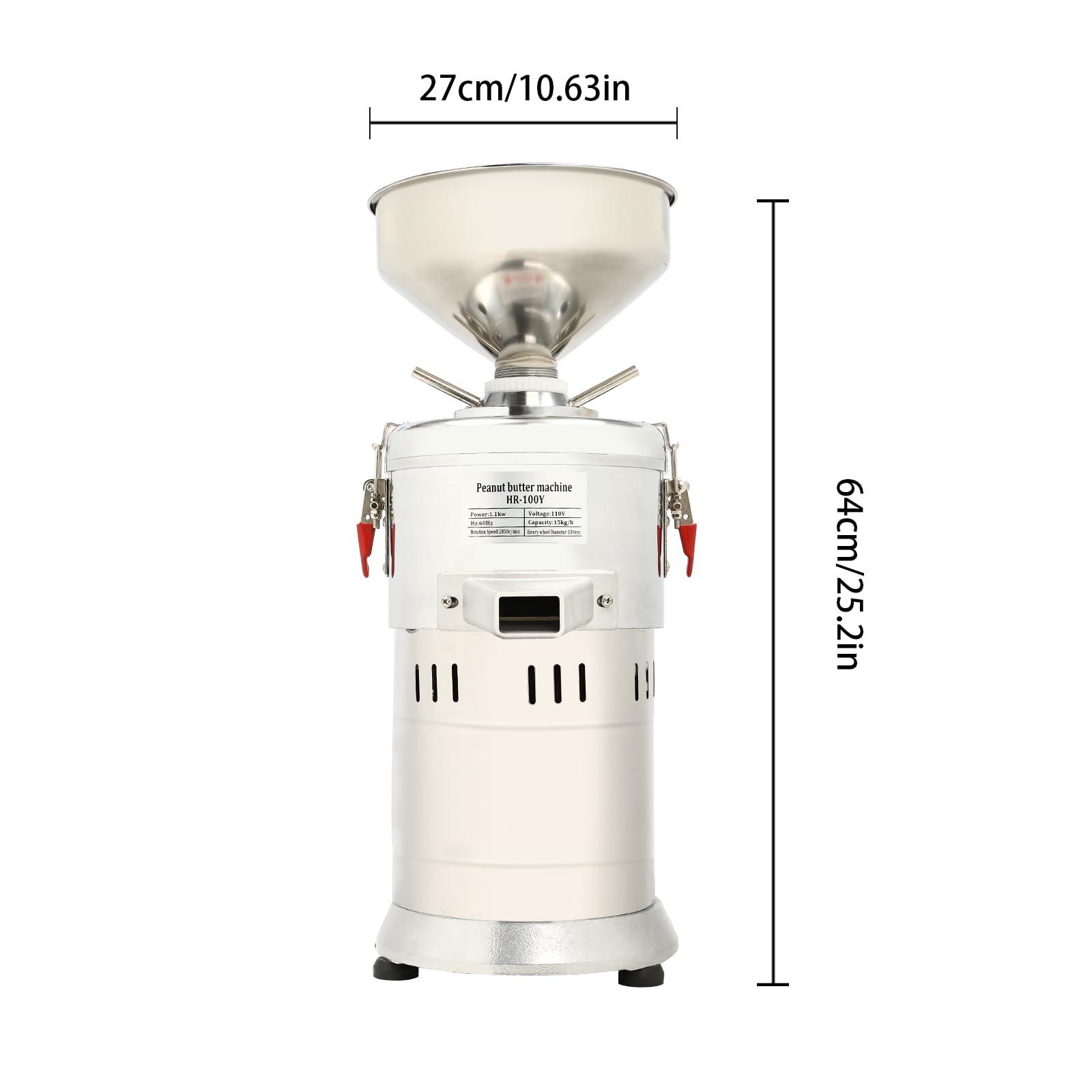 DYRABREST Peanut Butter Maker Machine, Nut Butter Machine, Electric Grain Grinder Peanut Butter Maker Sesame Sauce Grinder Home/Commercial for Groundnut, Almond, Cashew Nut and Sesame 110V 33lb/h 1100W