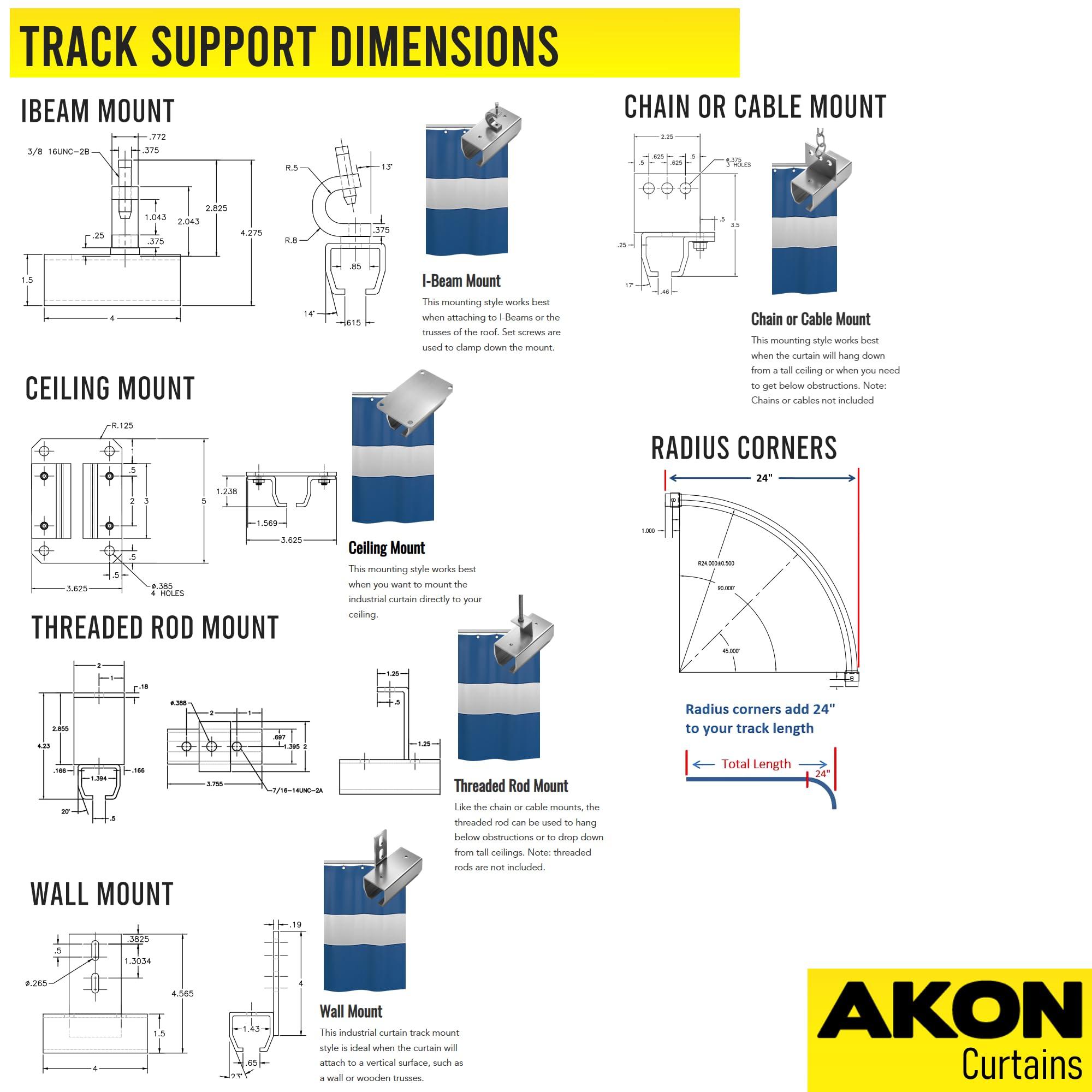AKON Curtains Suspended Curtain Track System | Drop Down Curtain Track | Commercial, Industrial and Residential Uses