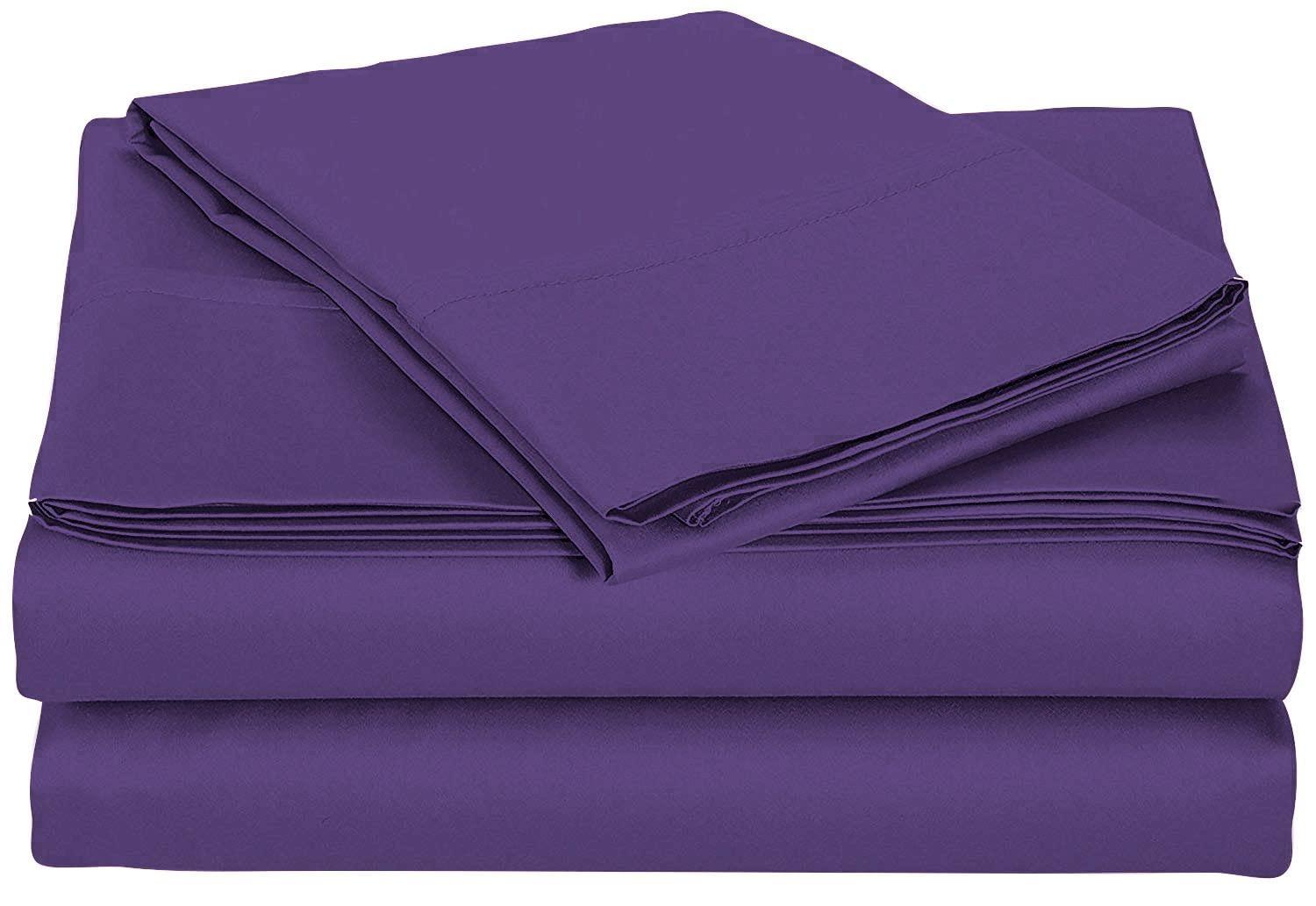 Kings Loft Kings Loft Luxury Waterbed Sheets Queen Size 800 Thread Count 100% Cotton 4 Peice 10 Inches Deep Pocket Attached Waterbed Sheet Set in Solid (Purple, Queen)