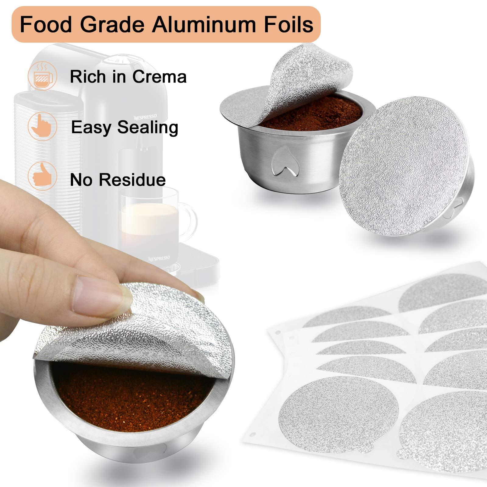 CAPMESSO CAPMESSO Reusable Vertuoline Pod Foil Lids, for CAPMESSO Vertuline Capsules Aluminum seals Reusable Coffee Pod Stainless Steel Espresso Refillable Vertuoline Capsule Foil Lids(100pcs/57MM in diameter)
