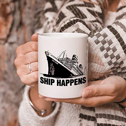 TWISTED ENVY TWISTED ENVY 11 Oz Ceramic Coffee Mugs - Titanic Ship Happens Printed White Tea Cup - Novelty, Funny Gifts for Home and Office, Friends, Men, Women