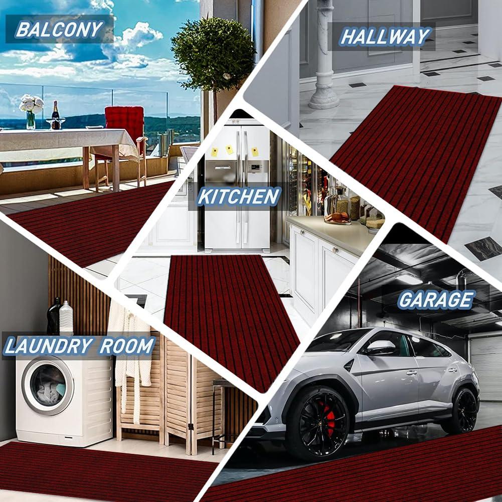 LITA LITA Customized Size 2ft~82ft Runner Rug Indoor Outdoor Rug Utility Carpet Runner, Area Rugs with Non-Slip Rubber Backing for Hallway Kitchen Balcony Garage Stair Laundry, Christmas Red, 3\' x 36\'