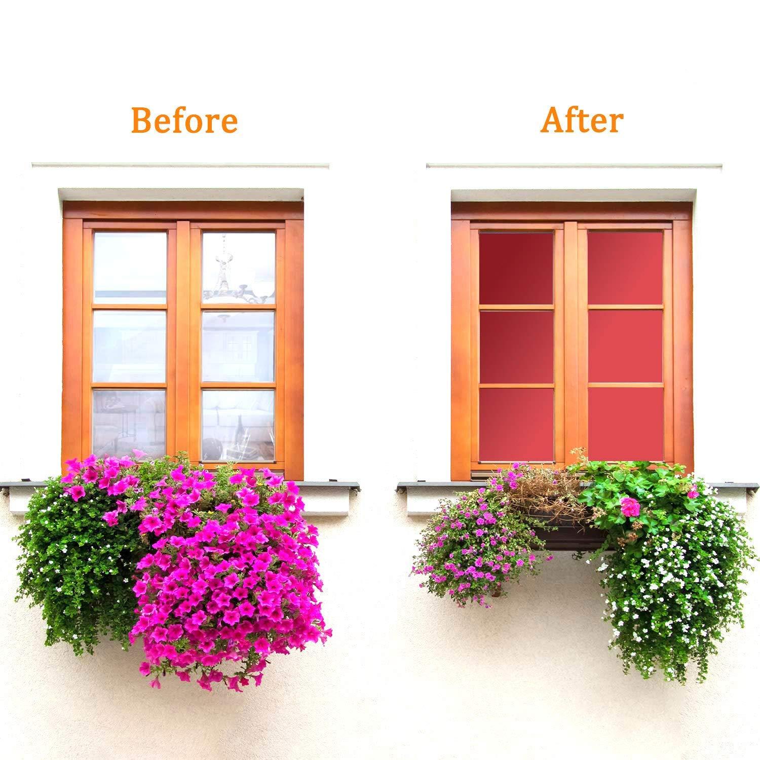 Kinsolar Privacy One Way Mirror Window Film Reflective Window Tint Glass Film Heat Control Anti UV Self-Adhesive Stickers for Office Home Daytime Privacy, Red Silver, 35.4Inch x 100Feet