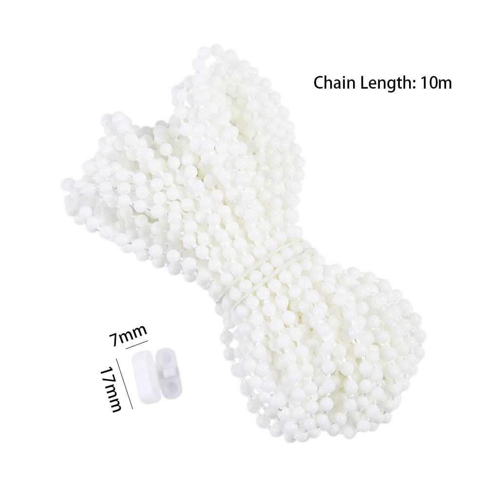 Generic Blind Beaded Chain Vertical Roman Chain Pull Cord Roller Blind Plastic White with Connectors Blind Chain