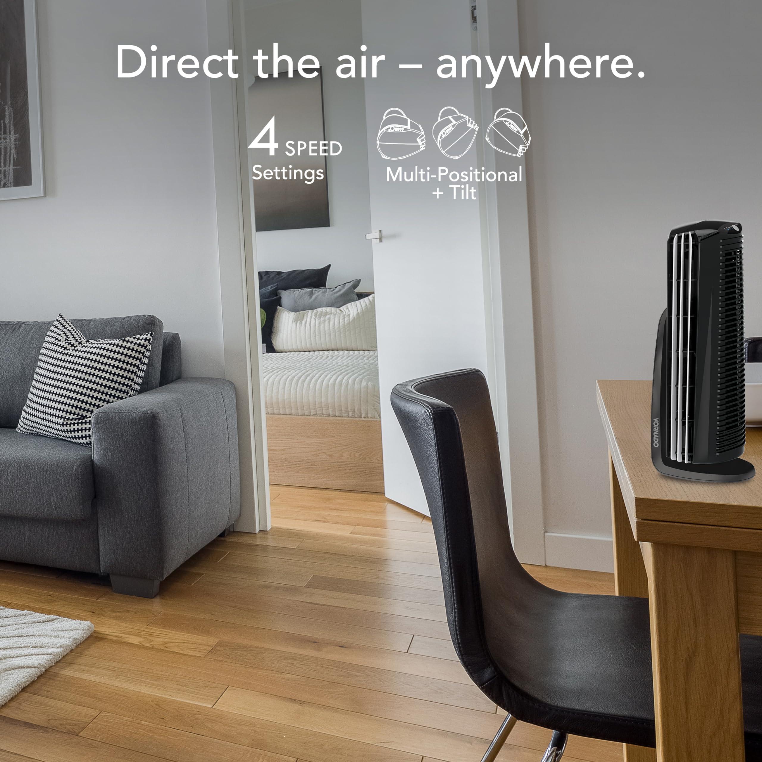 Vornado Vornado Duo Small Room Tower Air Circulator Fan, Black, 14 In.