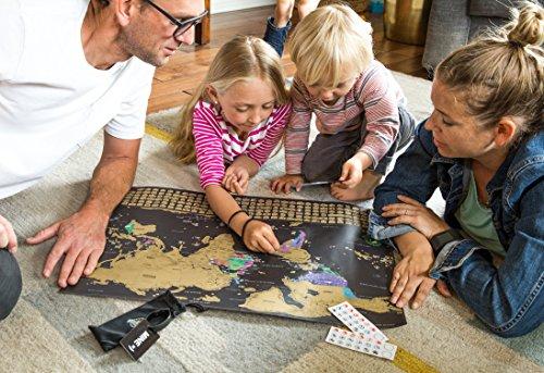 EARTHABITATS Scratch Off World Map Poster  Deluxe Travel Map, Scratch Off Map of The World with US States and Country Flags, Tracks Where You Have Been, Full Accessories Set, Gift for Travelers, by Earthabitats