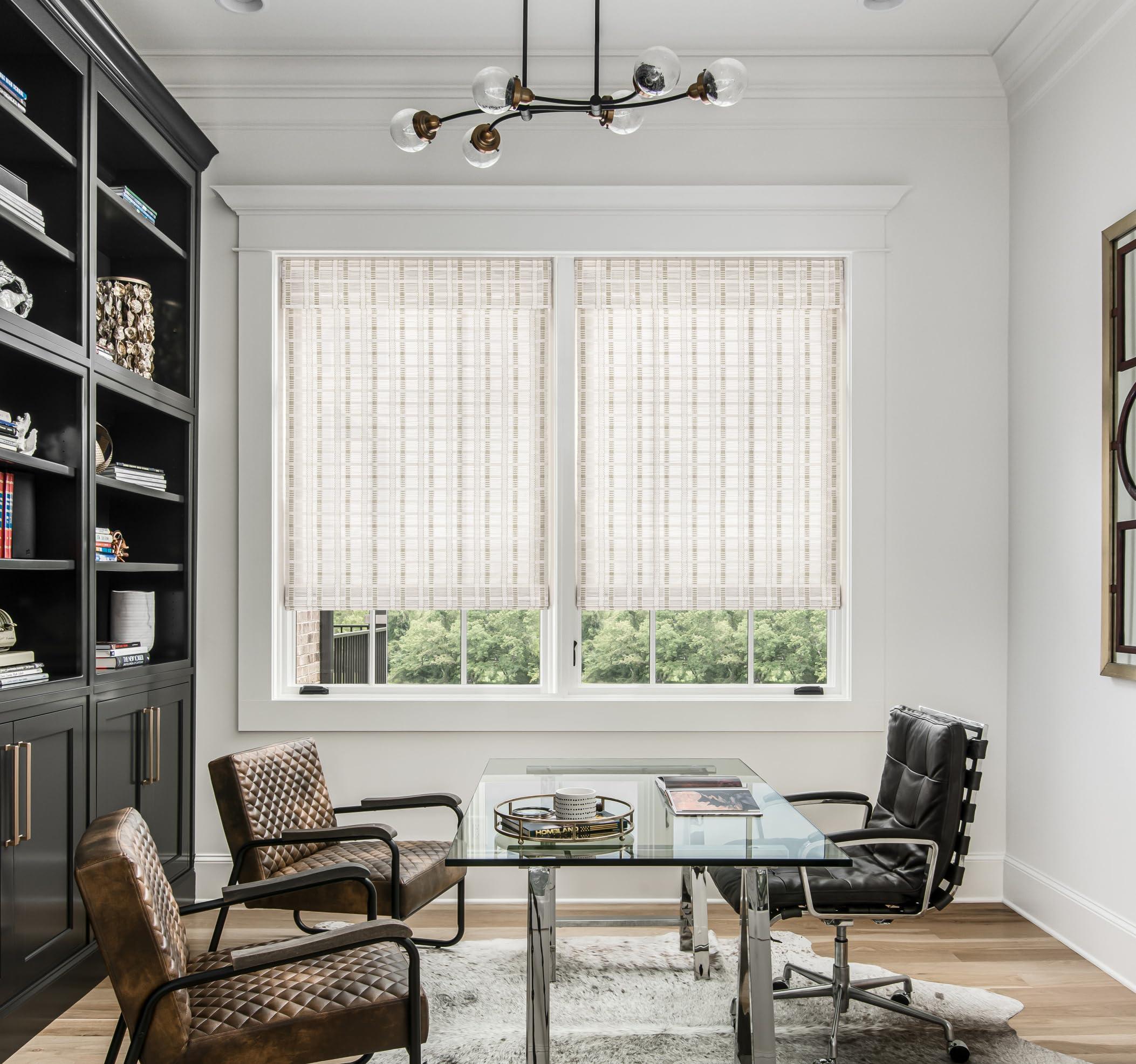 LazBlinds LazBlinds No Tools No Drill Cordless Bamboo Roman Shades, Light Filtering Window Treatment, Roll Up Bamboo Blinds for Window 39'' W x 64'' H, Whitewash B