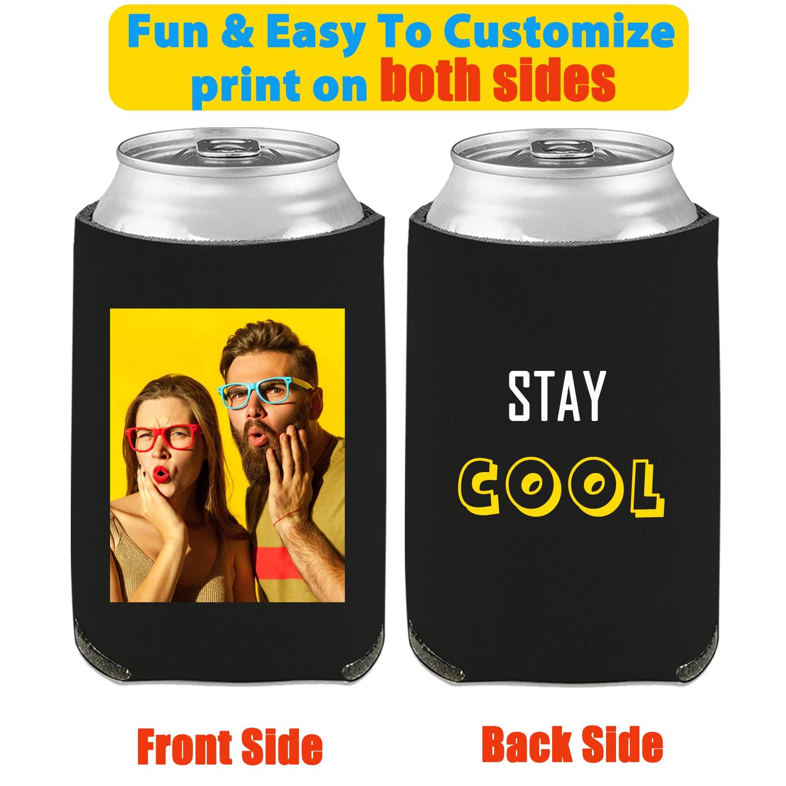 Genericfactory Personalized Can Cooler Sleeves Custom Beer Cozy Bulk Customized with Image Text Logo Insulated Beverage Bottle Holder Cover for Wedding Birthday Party