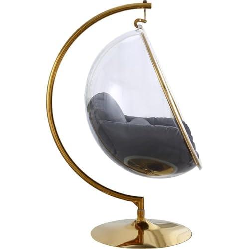 Pemberly Row Pemberly Row Gray Fabric Acrylic and Metal Swing Bubble Accent Chair