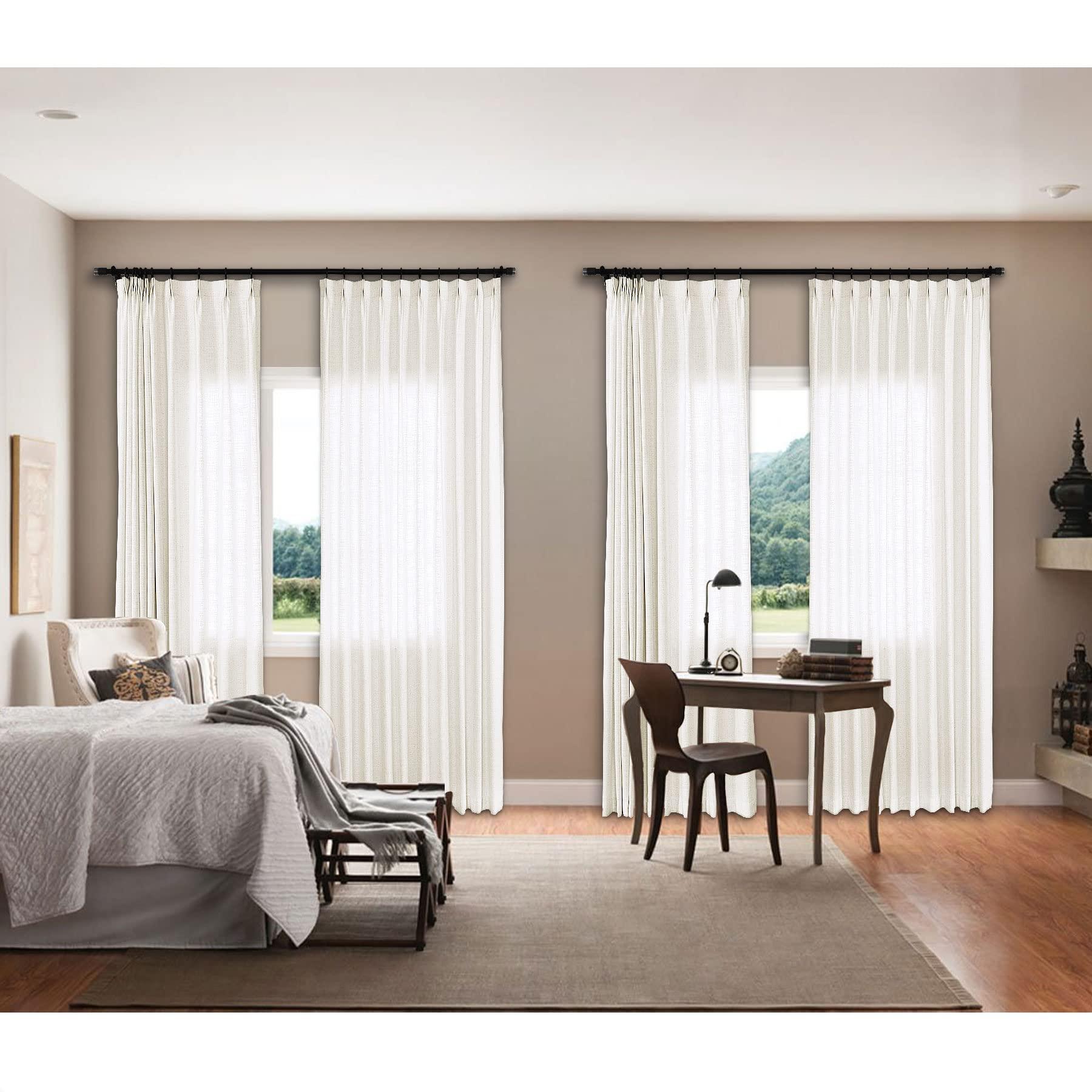 Fcosie Fcosie Living Room Linen Curtains Pinch Pleat Drapes for Traverse Rods Room Darkening Curtain Panels for Farmhouse Wedding Ceremony Party Window Decor (1 Panel), 72" W x 96" L, Ivory White