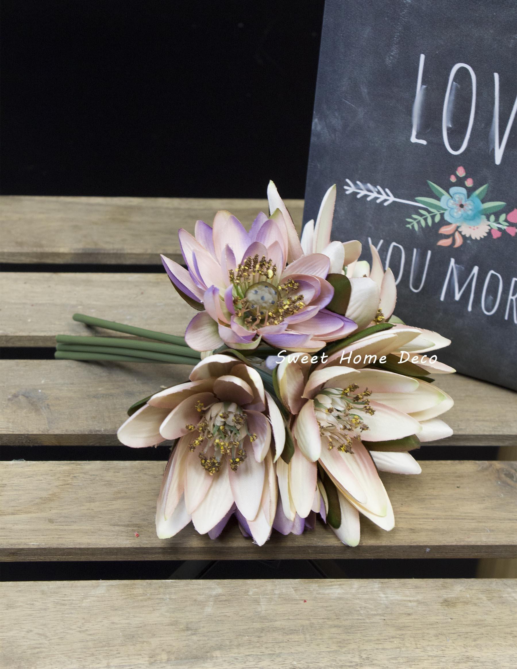 Sweet Home Deco Sweet Home Deco 9\'\' Silk Lotus Flower Bouquet (6 Stems/6 Flower Heads) for Wedding Home Decoration (Mauve/Pink)