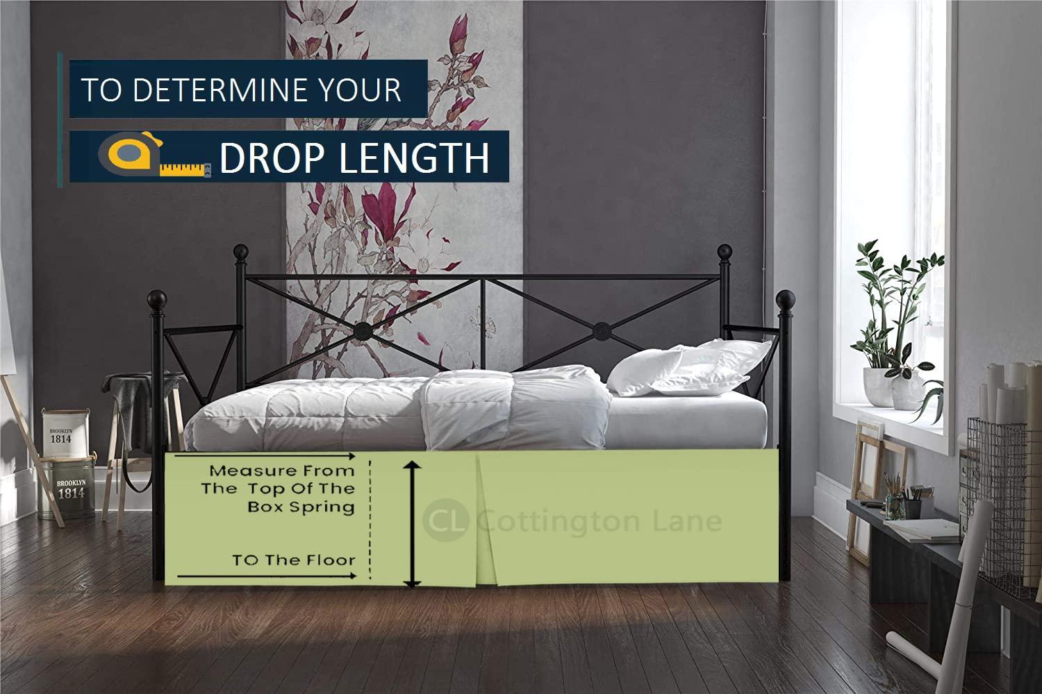 Cottington Lane Pleated Bed Skirt with Split Corners for Daybeds - Three Side Coverage - Made with Brushed Microfiber - Navy Blue Daybed Dust Ruffle Split Corners - Full 21 Inches Drop Daybed Skirt(Full/21\" Drop)