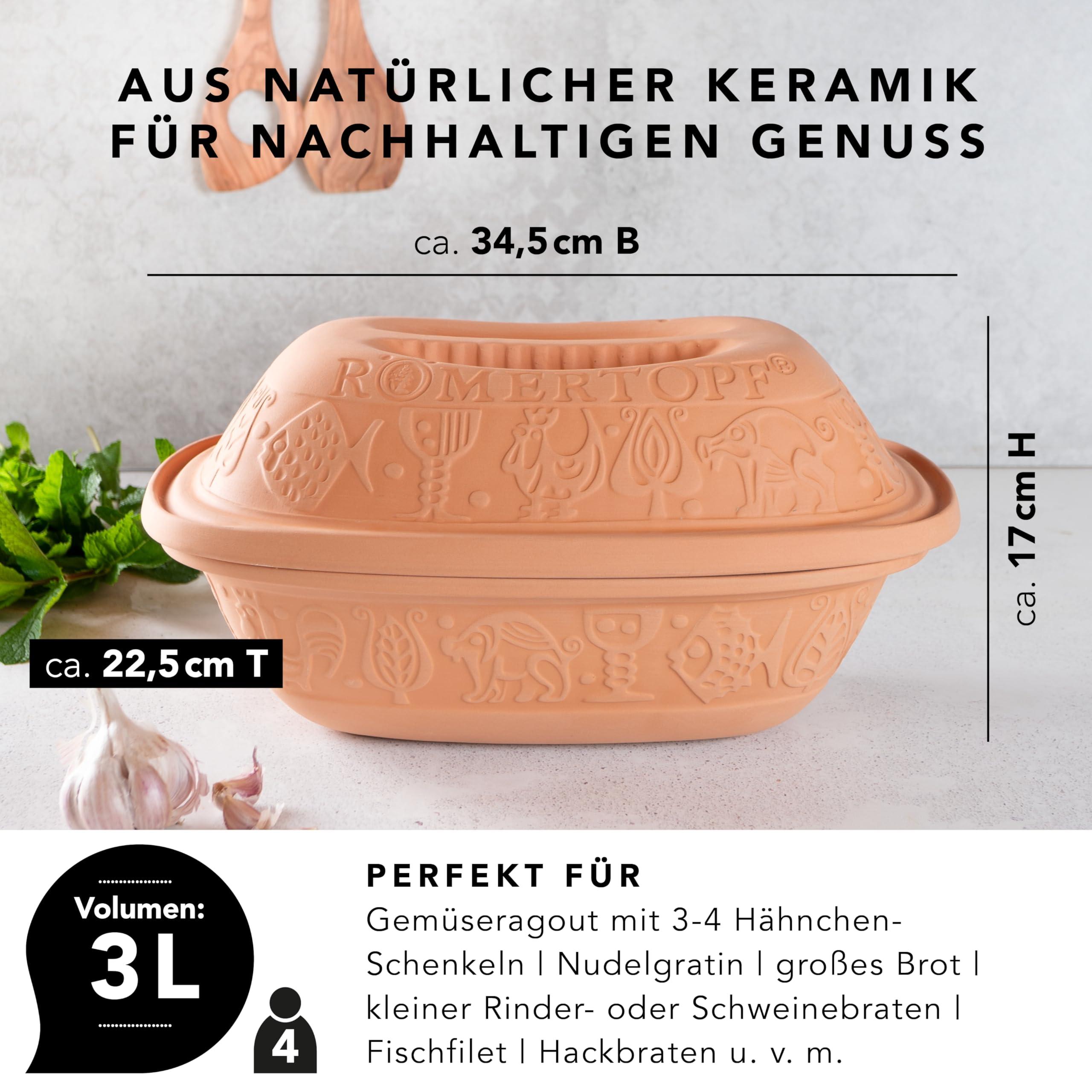 Römertopf Rmertopf 11105 Clay Roaster | Non-Stick Dutch Oven | Healthy Clay Pot Cooking | Clay Baker | Versatile Cooking Vessel - 3.2 Quarts (3 Liters) for up to 4 people