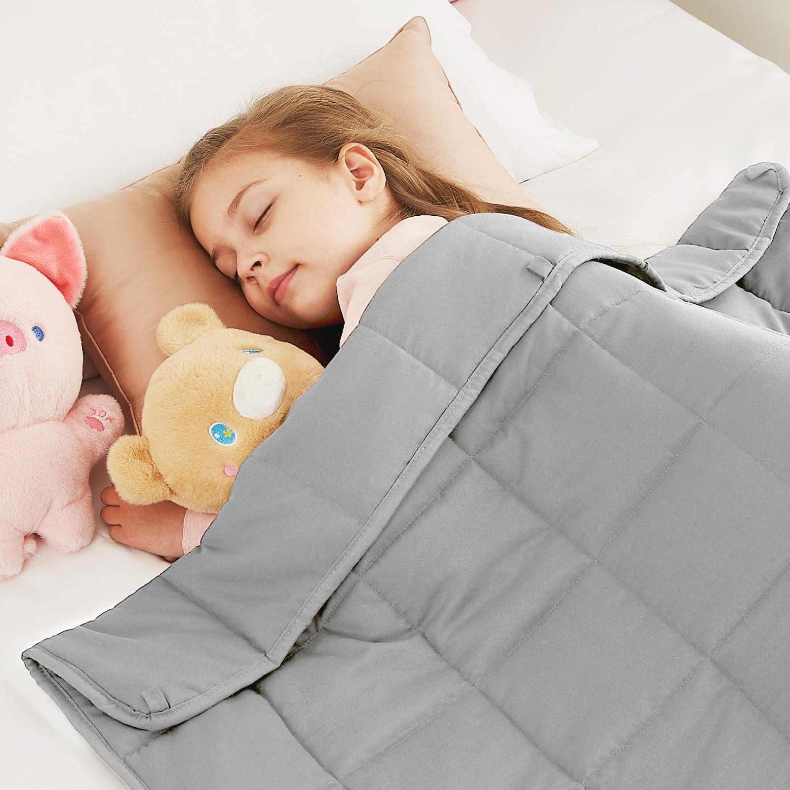 CuteKing CuteKing Weighted Blanket - Weighted Blanket with Premium Glass Beads - Breathable Heavy Blanket for Comfort Sleep - Thick Blanket All Season (7lbs, 40\"x60\", Twin, Light Grey)