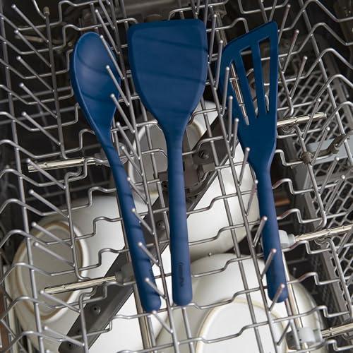 GreenPan GreenPan Silicone 5 Piece Cooking Utensil Set, Slotted & Solid Spoon, Turner, Spatula, Whisk, Flexible Nonstick Kitchen Tools, Steel Core, Heat-Resistant Anti-Slip Handle BPA-Free Dishwasher Safe Blue
