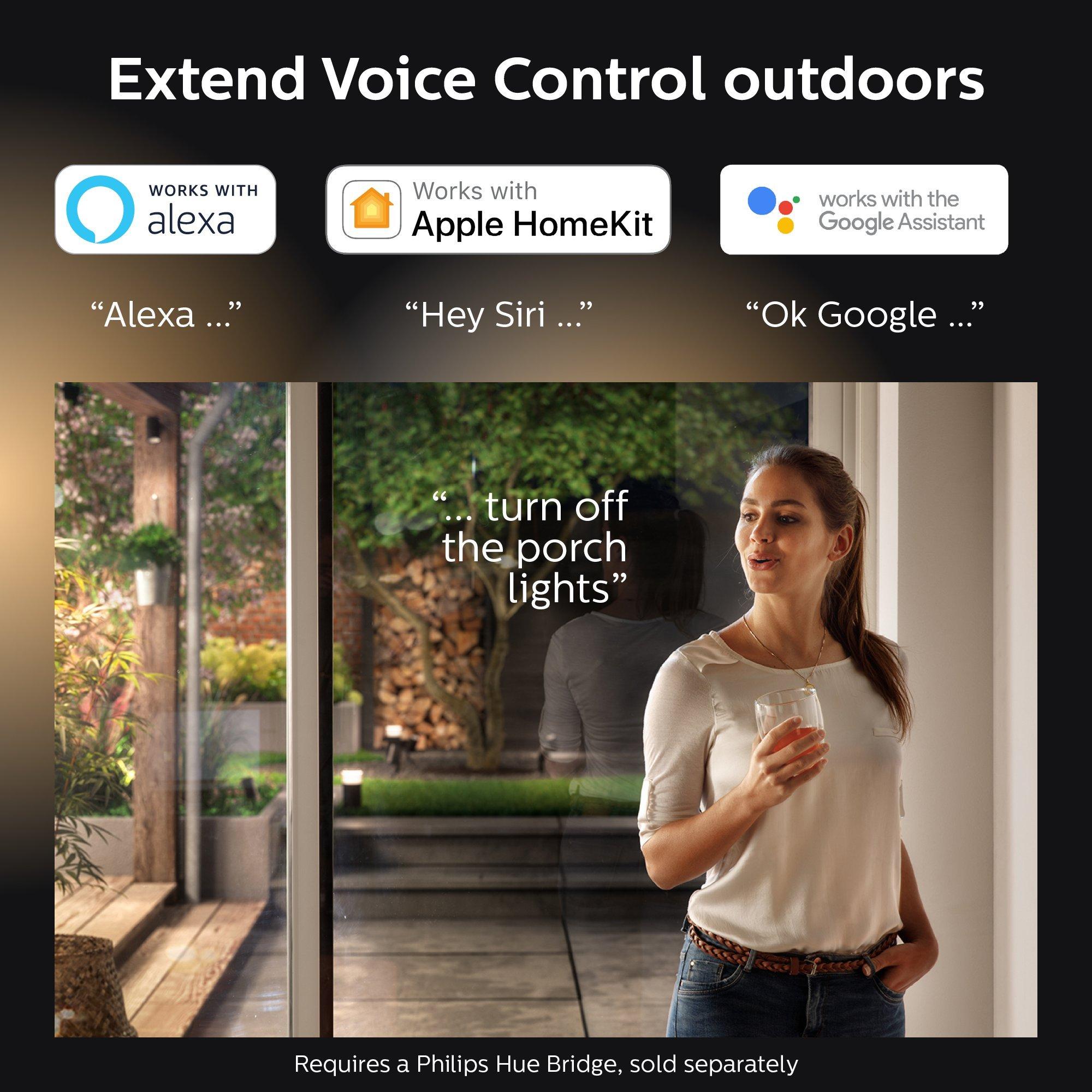 PHILIPS Philips Hue White Outdoor PAR38 13W Smart Bulbs Hub Required, 2 White PAR38 LED Smart Bulbs, Works with Alexa, Apple HomeKit and Google