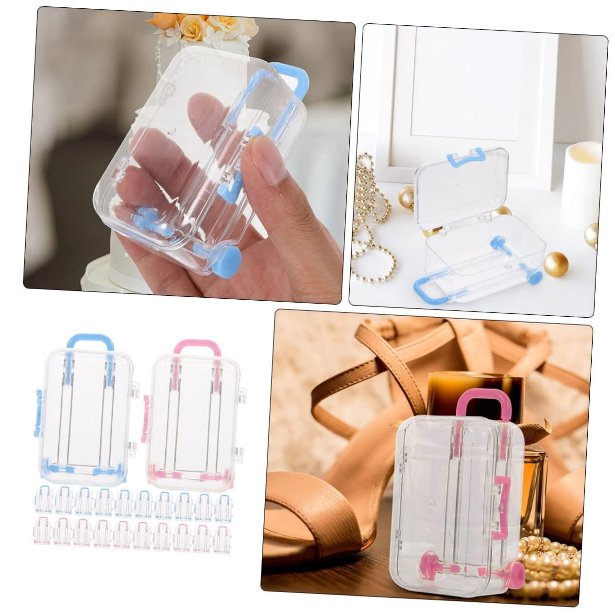 Outanaya Outanaya 24pcs Box Trolley Case Wedding Candies Box Suitcase Party Decorations Bridal Decorations Mini Candy Boxes Sucase Favor Boxes for Wedding Trolley Case for Wedding Clear Ornaments