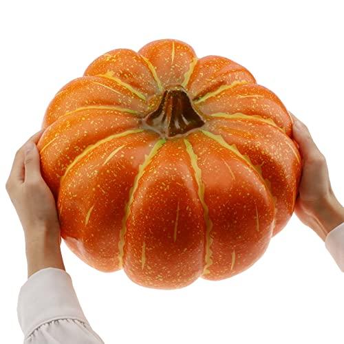 Gresorth Gresorth 13 inch Super Large Artificial Pumpkin for Outdoor Porch Fake Big Cushaw Autumn Fall Harvest Home Garden Farmhouse Party Christmas Halloween Decoration