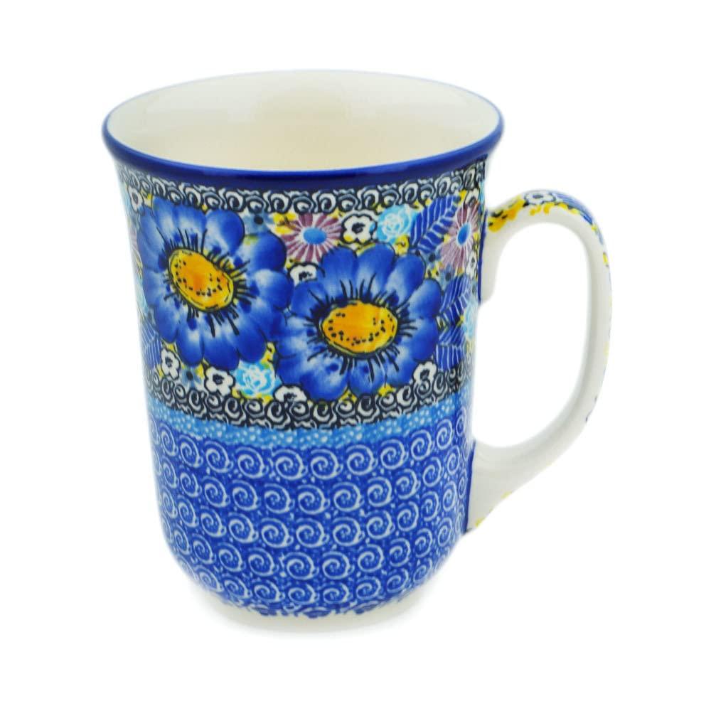 Polmedia Polish Pottery Polish Pottery Bistro Mug made by Ceramika Artystyczna (Joyful Meadow Theme) Signature UNIKAT + Certificate of Authenticity