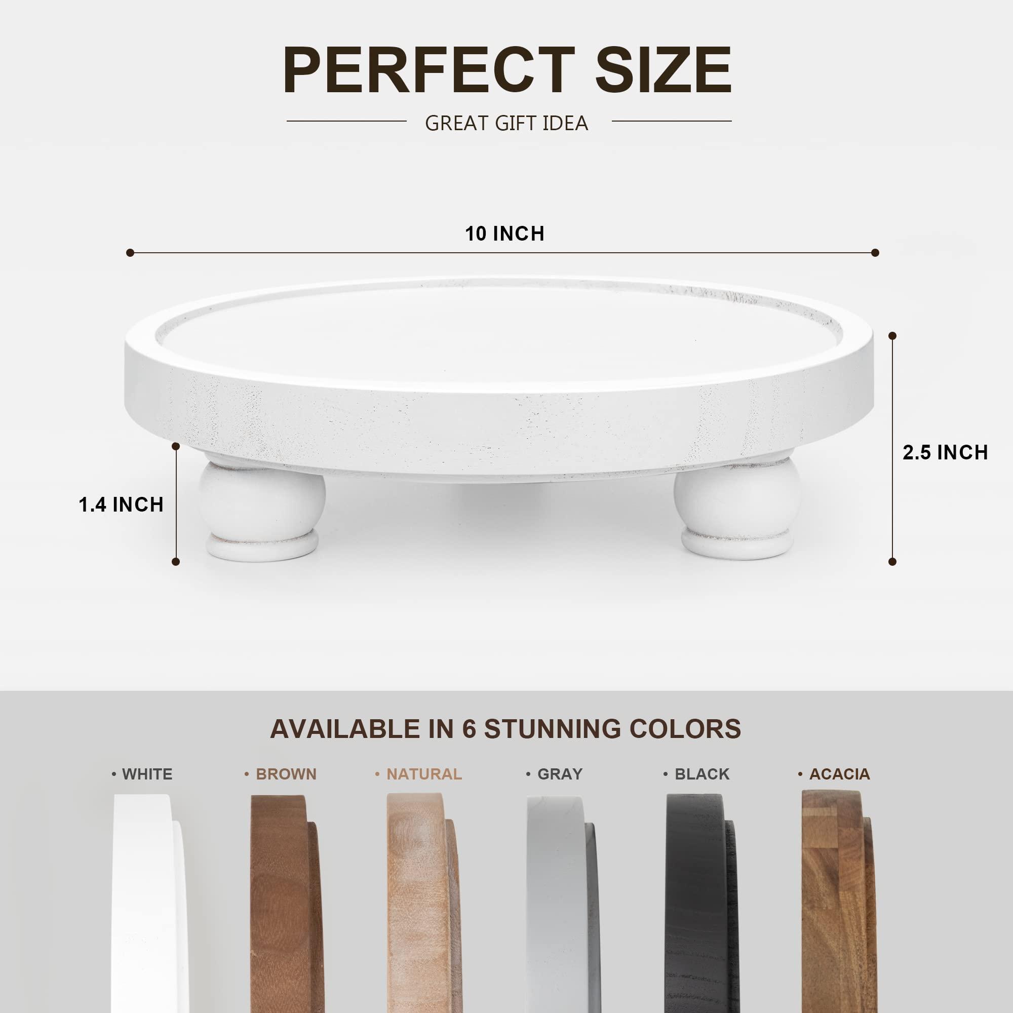 EOSAHR EOSAHR Decorative Wooden Riser for Home Decor : Farmhouse Display Stand for Kitchen Counter, Bathroom Sink and Home Decor - Rustic Round Waterproof Pedestal Tray for Soap, Plant Holder (White)