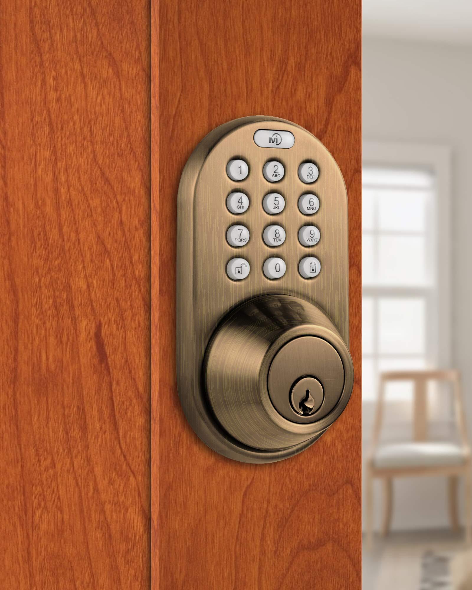 MiLocks MiLocks DF-02AQ Electronic Keyless Entry Touchpad Deadbolt Door Lock, Antique Brass
