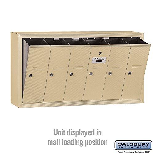 Salsbury Industries Salsbury Industries 3506SSP Surface Mounted Vertical Mailbox with Master Commercial Lock, Private Access and 6 Doors, Sandstone