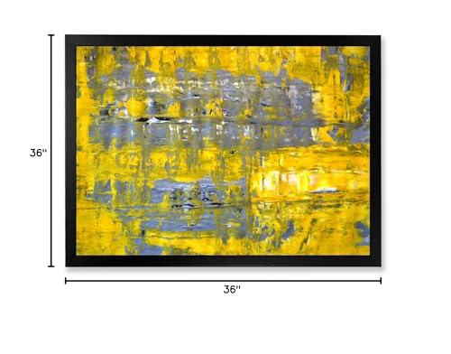 DesignQ DesignQ Yellow Meets Grey Abstract Art I Modern Framed Wall Art