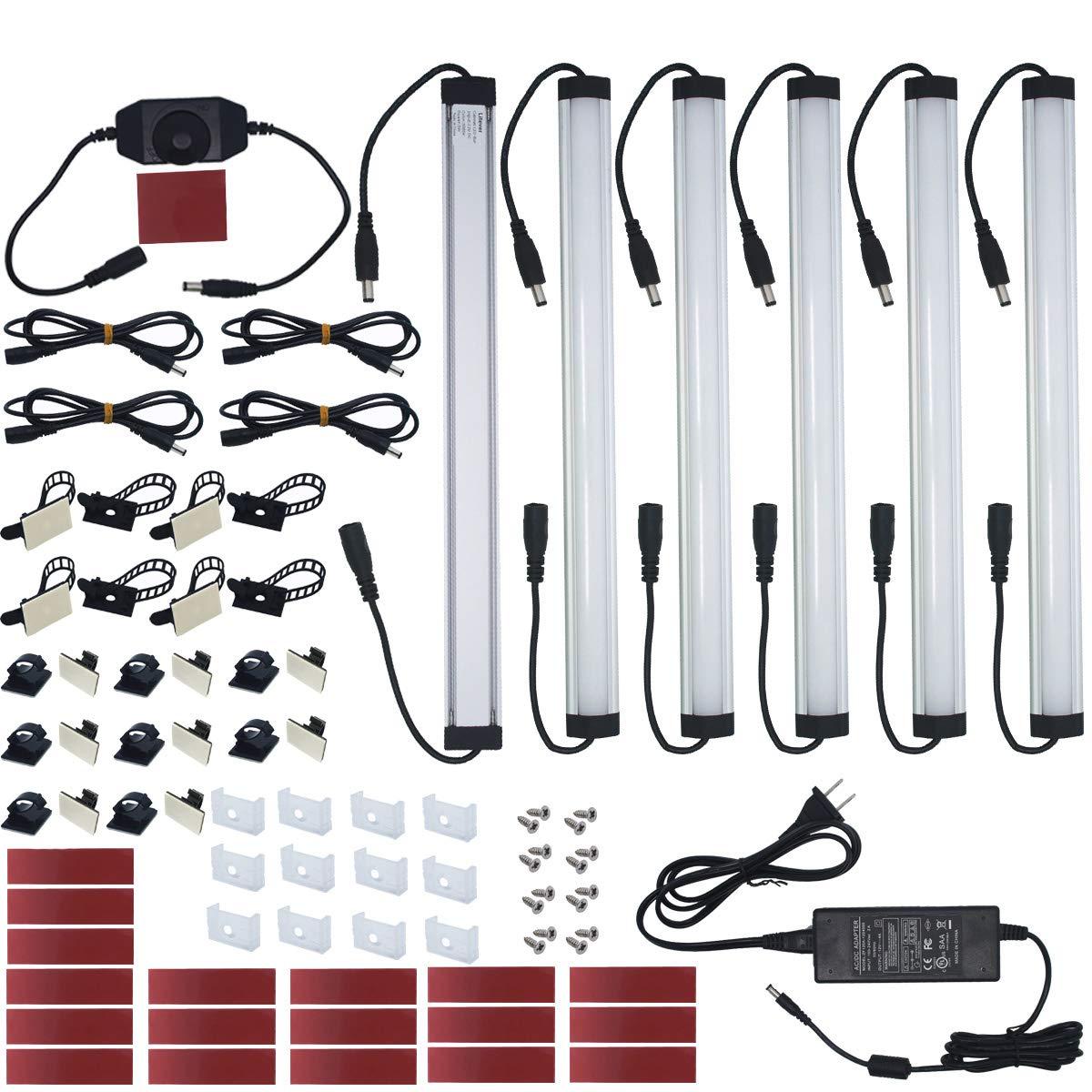 Litever Litever Kitchen Under Cabinet LED Lighting Kit Plug-in, Super Bright, 6 PCS 12 Inches Light Bars, Daylight White, 31W 2000 Lumen, Perfect for Kitchen Cabinet Counter Shelf-(6 Bars Kit-5000K)