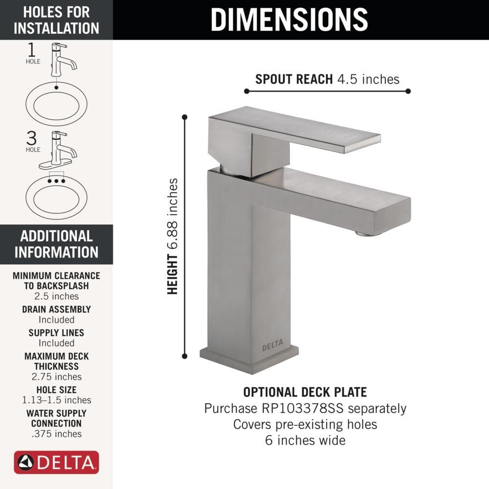 DELTA FAUCET DELTA FAUCET 567LF-SSPP Ara Bathroom Faucet, 1.2 GPM Water Flow, Stainless