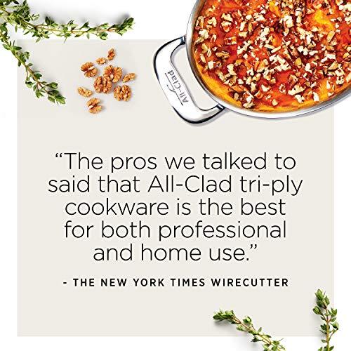 All-Clad All-Clad D3 3-Ply Stainless Steel Stockpot with Lid 8 Quart, Induction, Oven Broiler Safe 600F, Silver