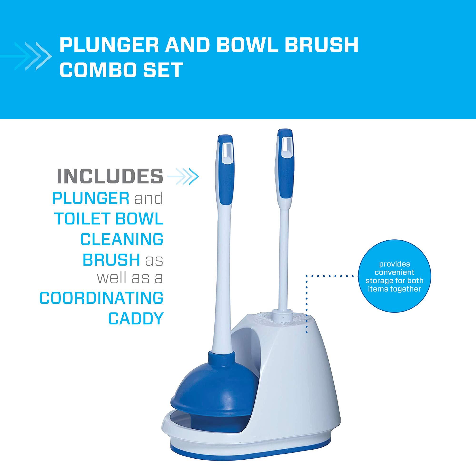 Mr. Clean Mr. Clean Turbo Plunger and Bowl Brush Caddy Set, Toilet Brush Plunger Combo 5-1/2 In.