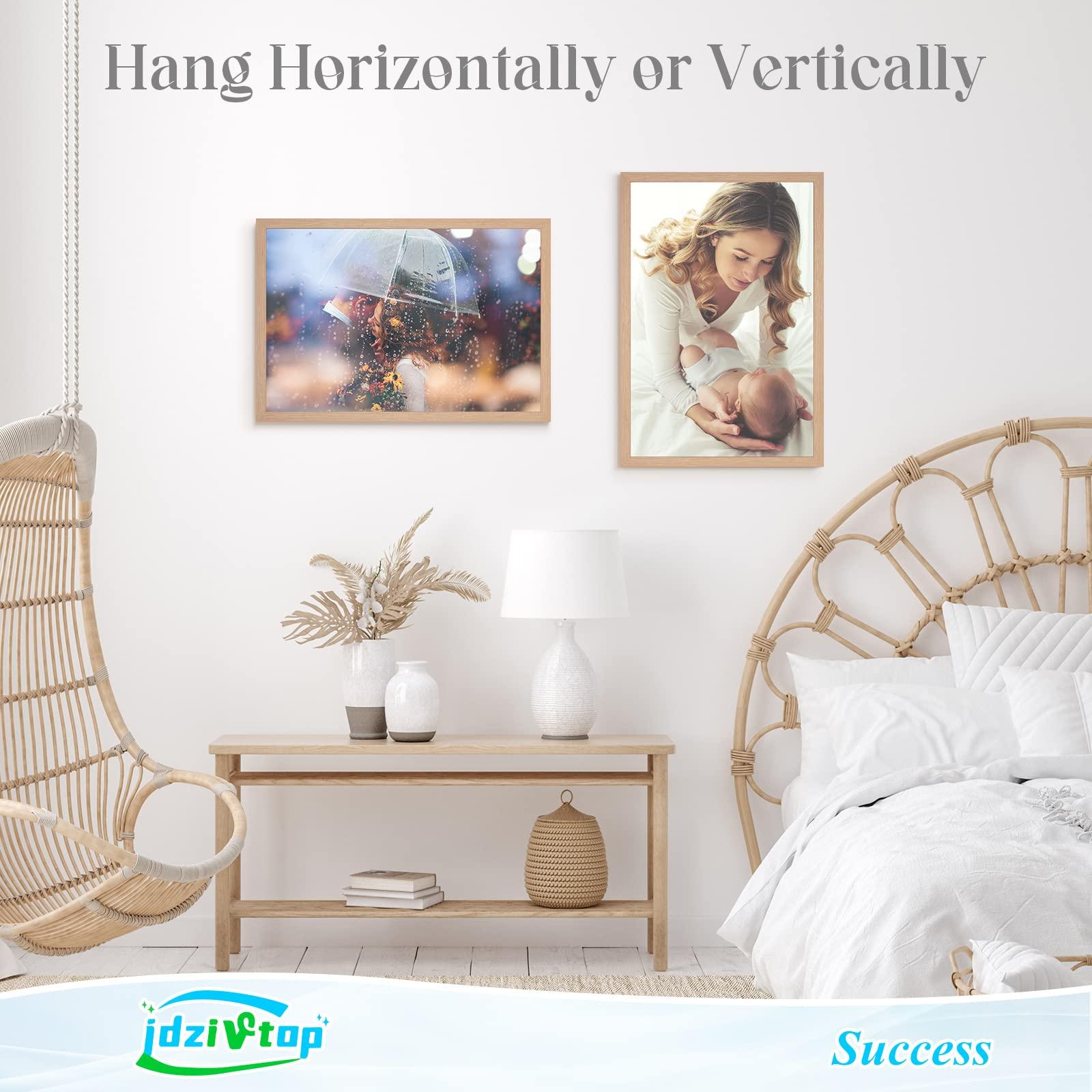 JDZIVTOP 11x15 Frame Natural Woodgrain,Rustic 15x11 Picture Frame Beige, Art Pic Hanging Poster Frame, 11 by 15 Gallery Family Concert Portrait Photo Frame Anniversary/Birthday/Wedding/Thank you/Christmas Gift