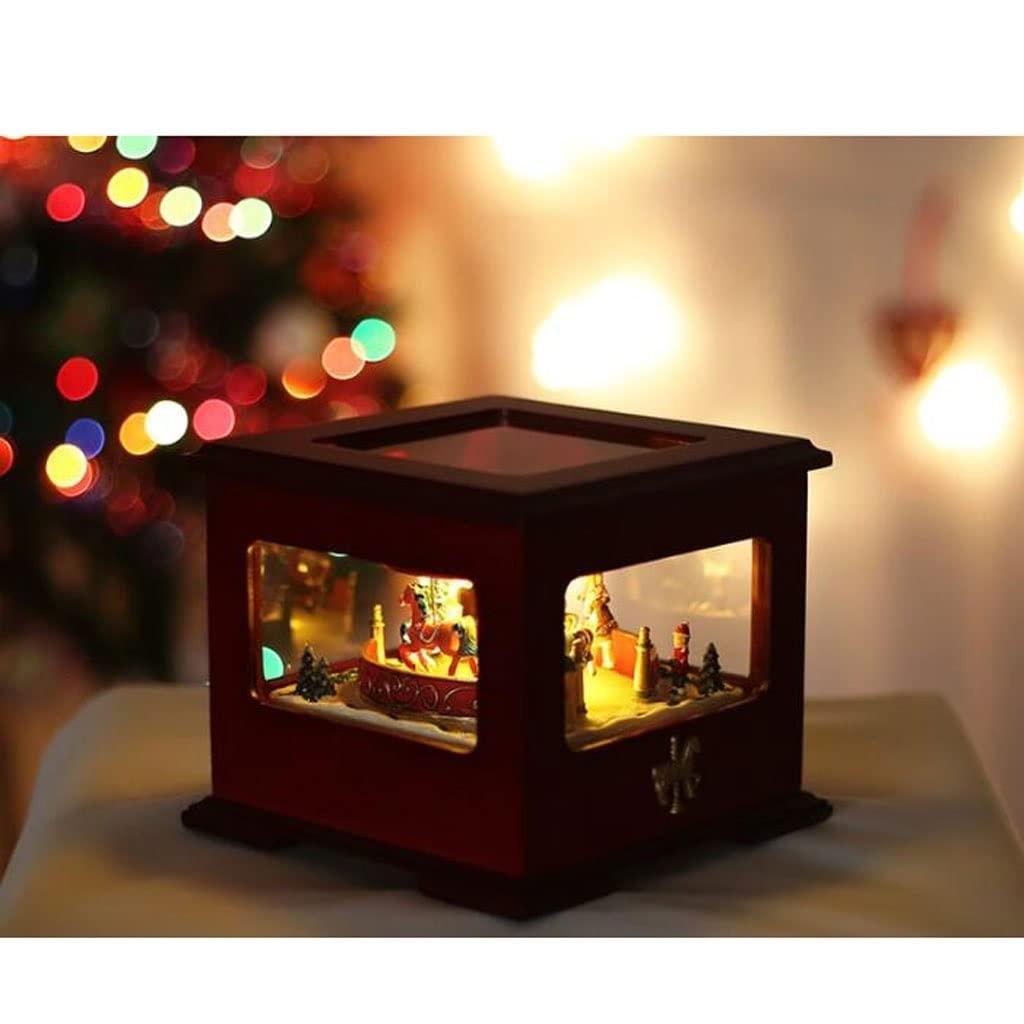 BBZY Music Box Wooden Music Box Square Carousel Music Boxes Graduation Commemorative Birthday Valentine\'s Day Christmas Valentine Housewarming Gift