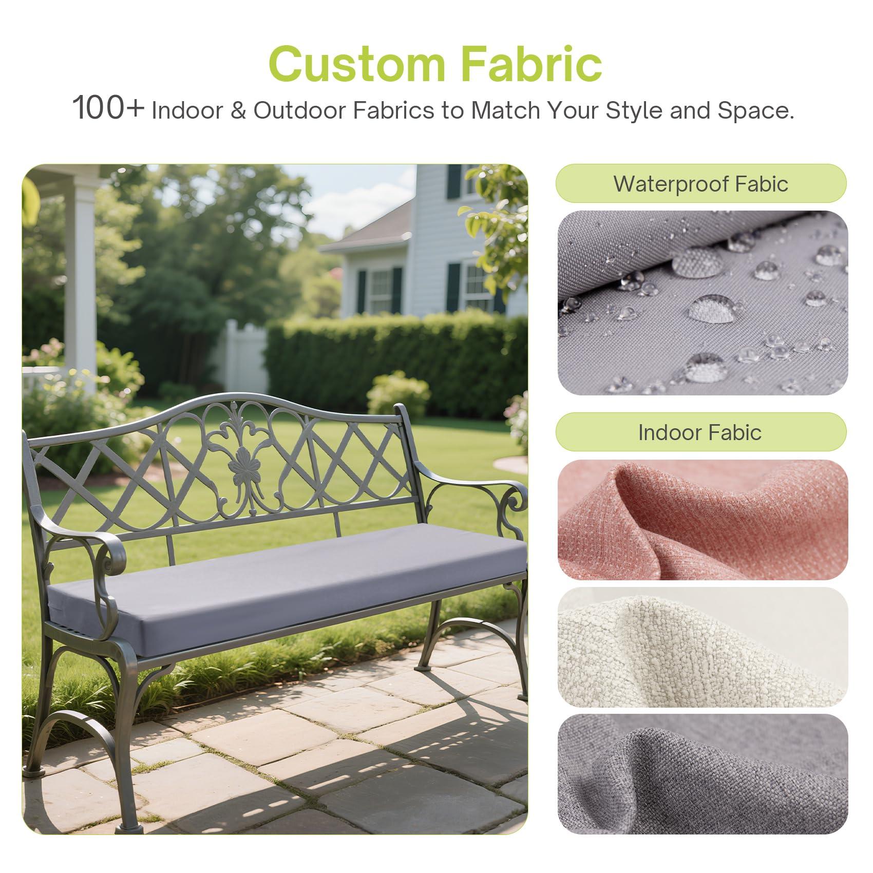 RULAER RULAER Custom Size Bench Cushion,Custom Bench Cushion for Indoor/Outdoor Furniture,Durable Outdoor Waterproof Seat Cushions,Comfortable and Highly Resilient Patio Furniture Cushion