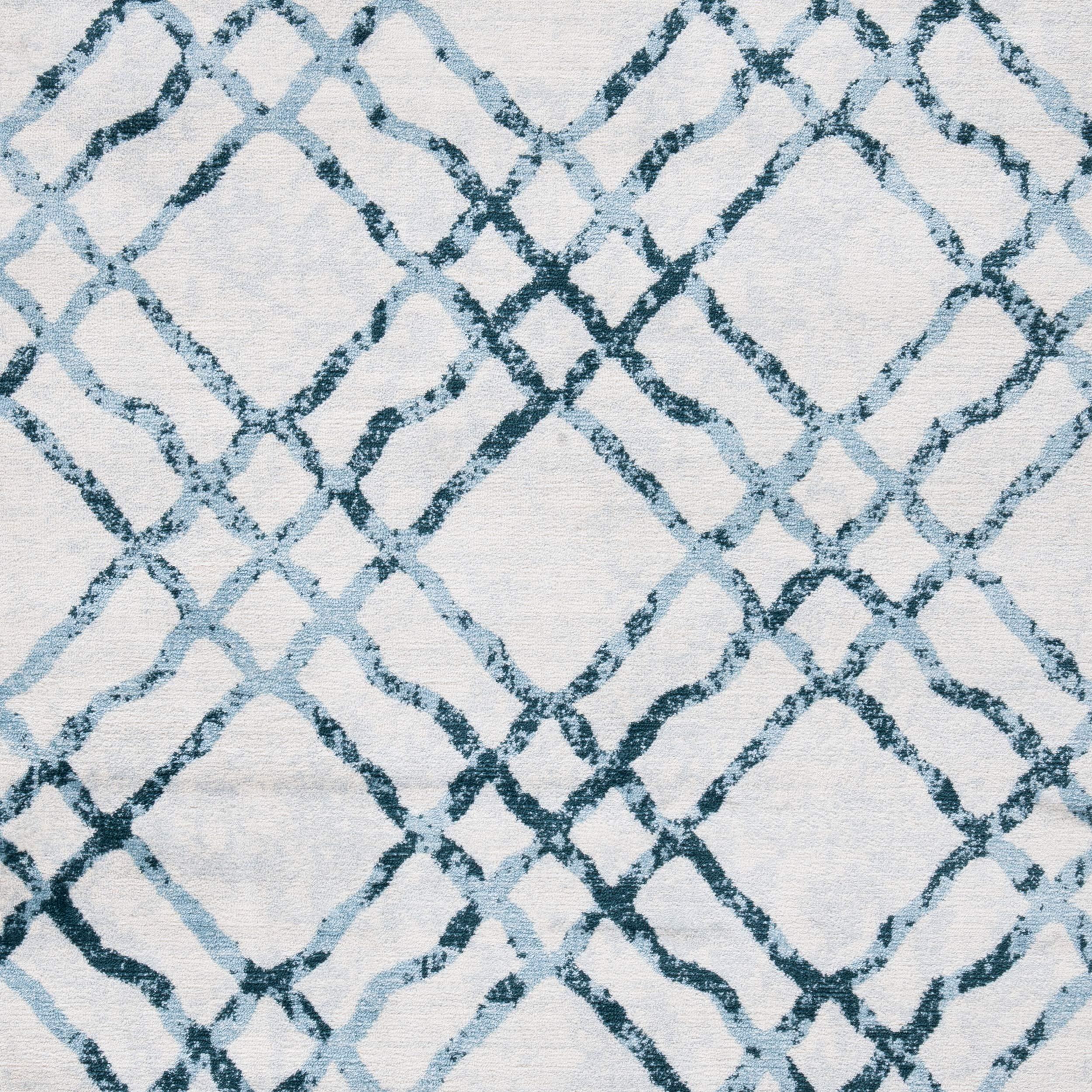 Safavieh SAFAVIEH Isabella Collection Area Rug - 8' x 10', Ivory & Turquoise, Trellis Design, Non-Shedding & Easy Care, Ideal for High Traffic Areas in Living Room, Bedroom (ISA957A)