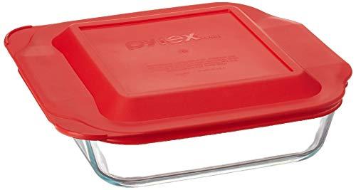 Pyrex Pyrex Get Dinner Away Large Handle 8" x 8" Square Dish. Making it Easy to Monitor Casserole Cooking and Brownie Baking from a, 4, Red 8"