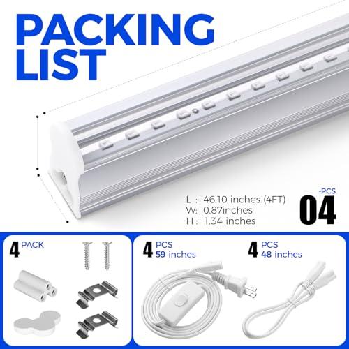 Barrina Barrina UV LED Blacklight Bar, 22W 4ft, T5 Integrated Bulb, Black Light Fixture for Blacklight Poster, Halloween Decorations and Christmas Party, Fun Atmosphere with Built-in on, Off Switch (4-Pack)