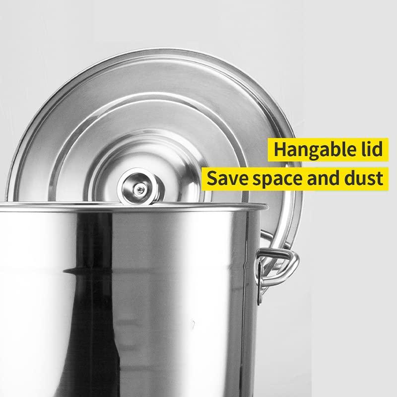 AIZYR Stainless Steel Stock Pot with Strainer and Lid - Large Heavy Duty Deep Fryer Pot 27QT/45QT/63QT Commercial Clam Steamer Bucket for Home Hotel,63Qt