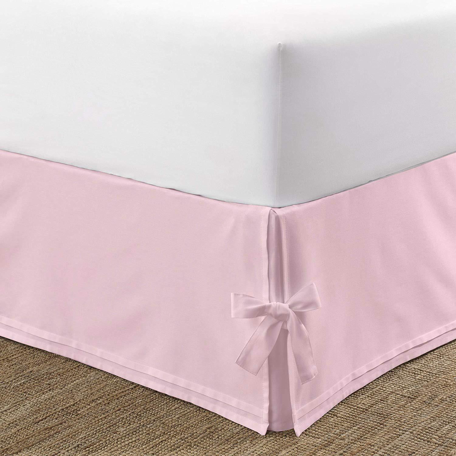 Yarns of Cotton Box Pleated Bedskirt - Split Corner Bedskirt Olympic Queen Size - Dust Ruffle Bedskirts - 100% Egyptian Cotton 1200 TC Bed Skirt - 24 Inch Drop Olympic Queen Box Pleated Bed Skirt, Baby Pink