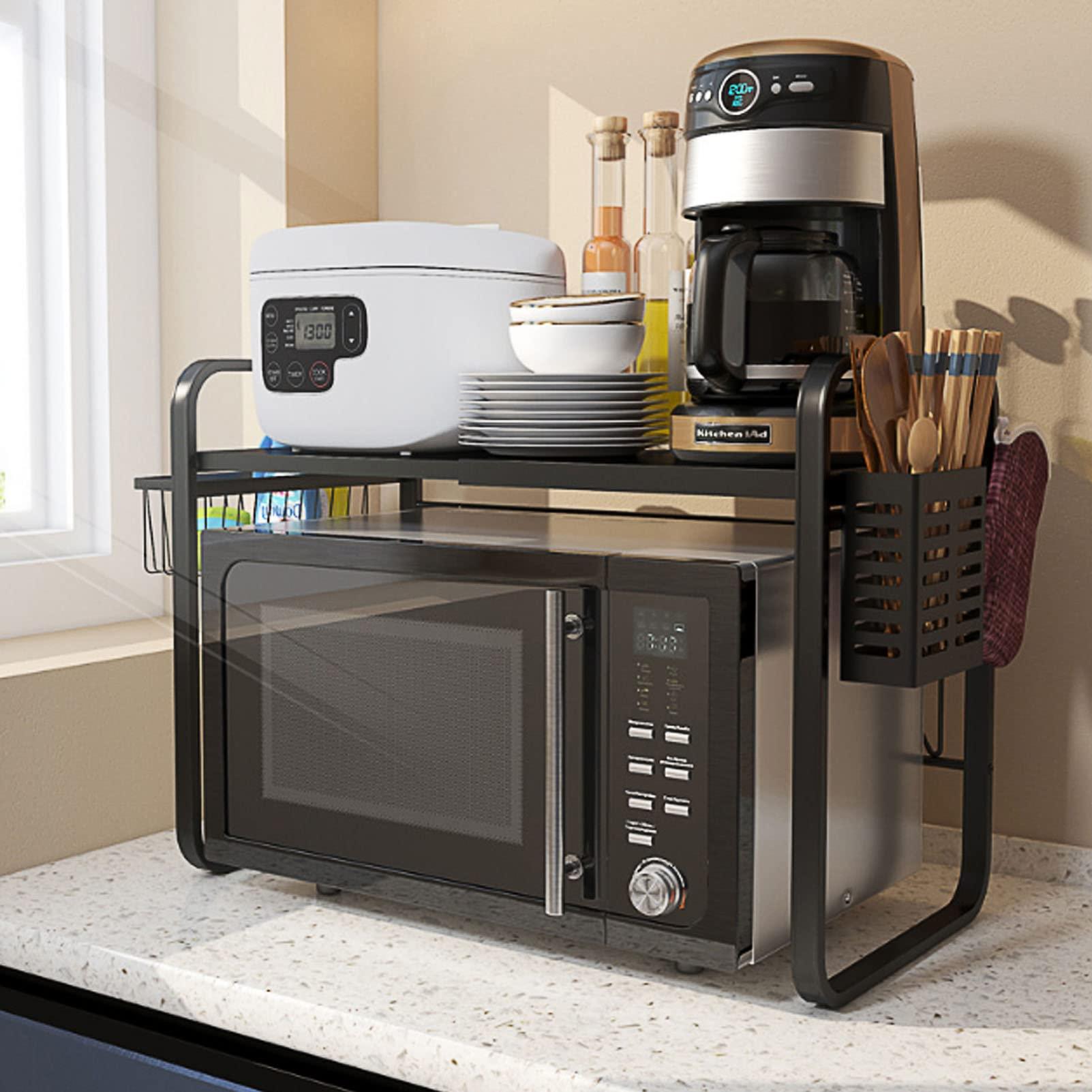 CGF- Extendable Microwave Oven Rack Microwave Shelf Stand Kitchen Storage Organiser Retractable Baker\'s Rack Kitchen Counter Organiser Printer Shelf